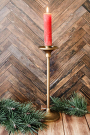 Vintage inspired candle taper holder golden perfect for holiday and winter decorating for sale at the rustic barn in Killingworth, CT