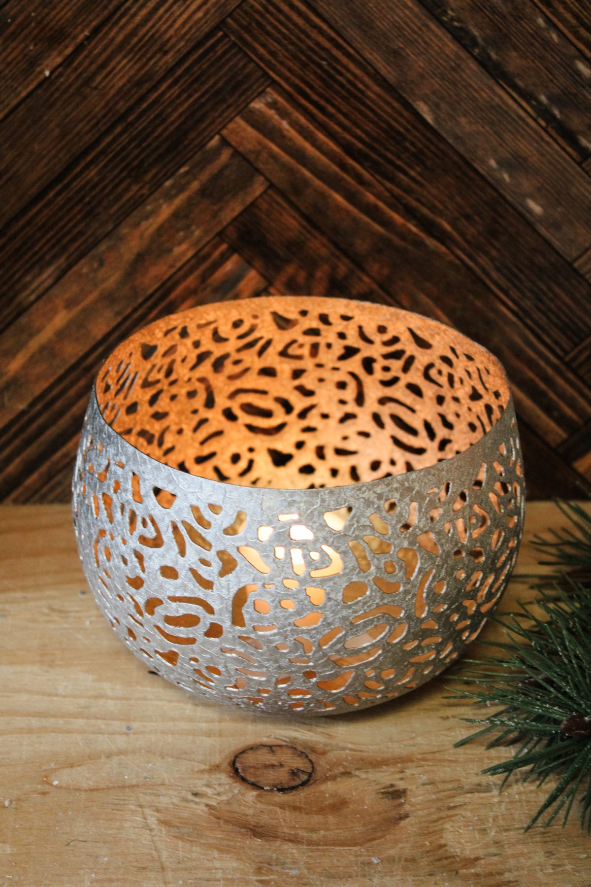 Vintage Votive tea light holders for christmas metal design for sale at the rustic barn in killingworth, CT