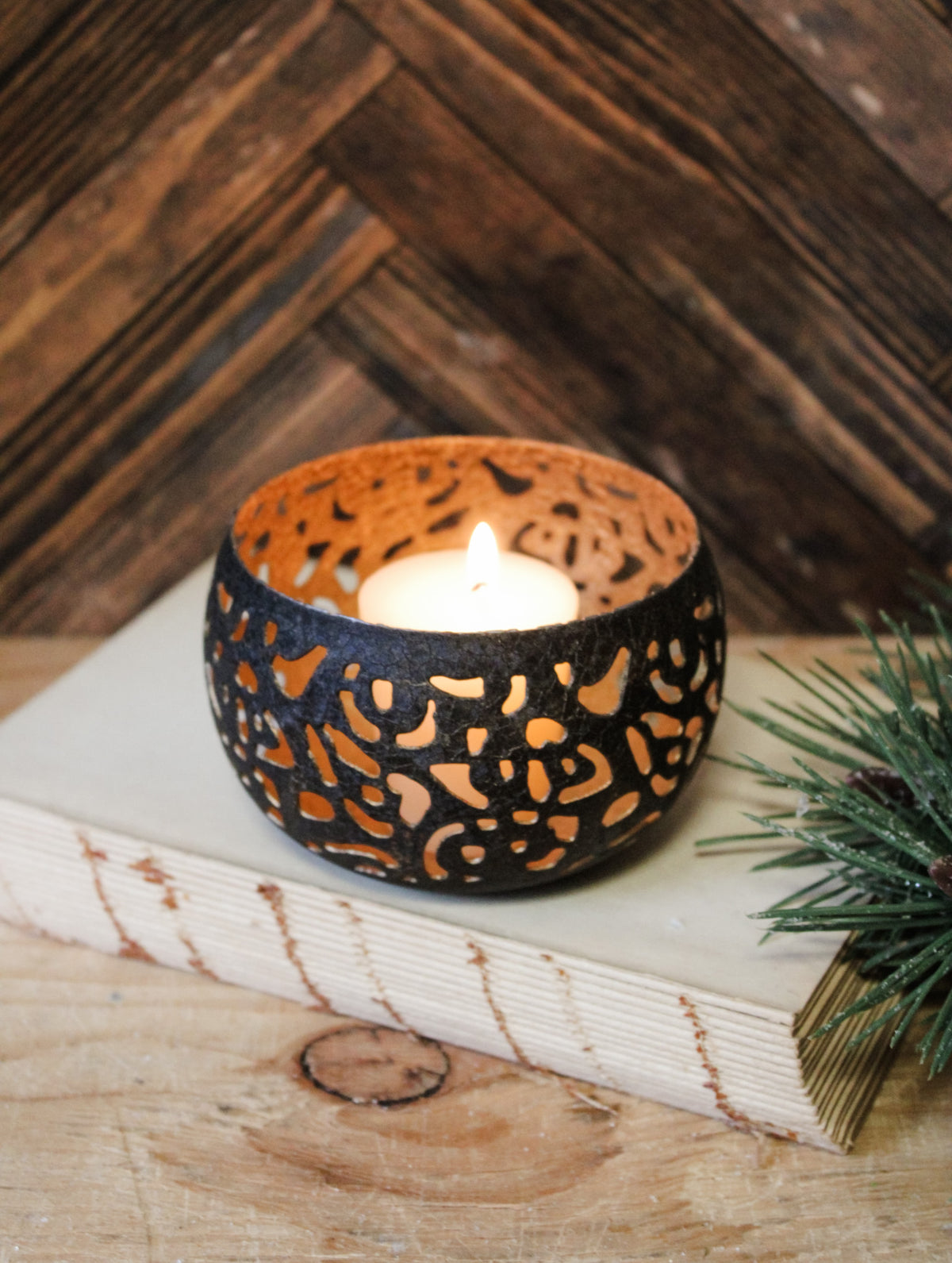 Vintage Votive tea light holders for christmas metal design for sale at the rustic barn in killingworth, CT