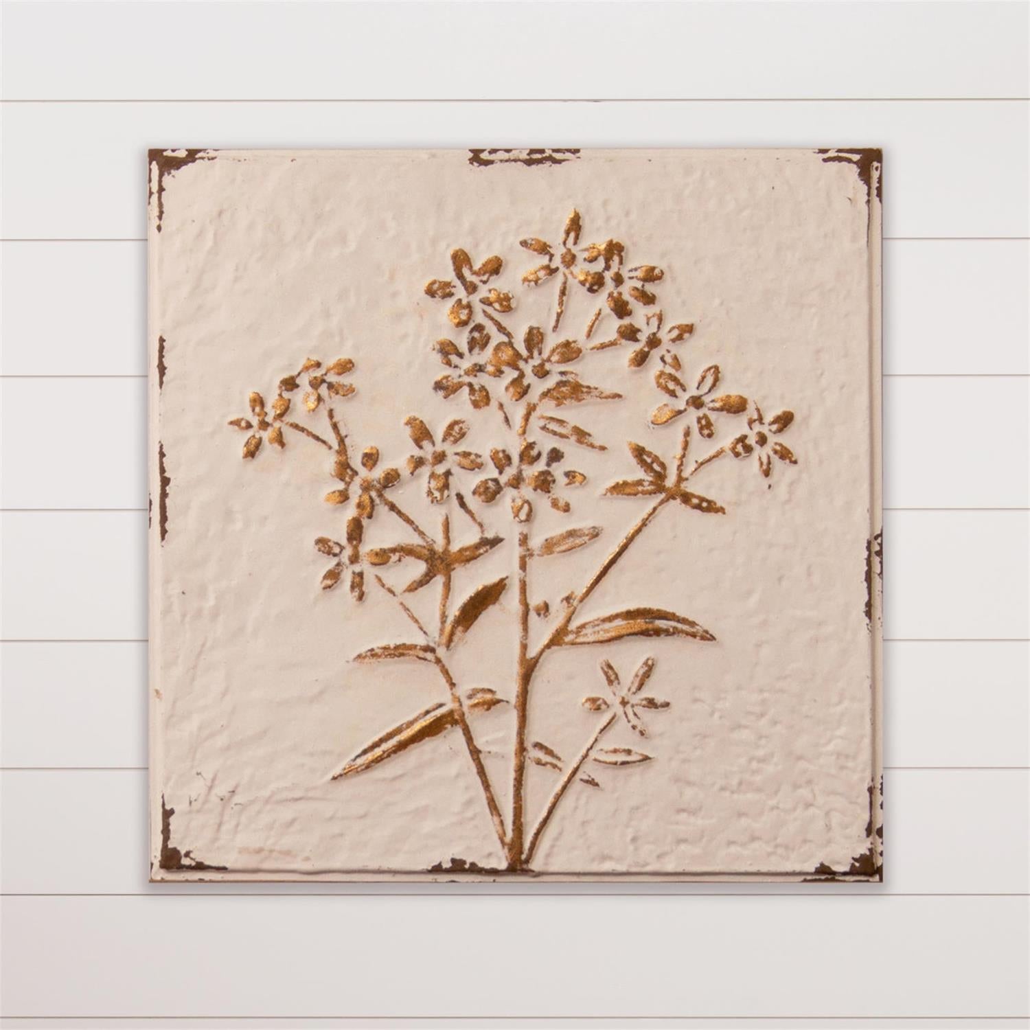 Embossed Gold Wildflower Wall Art