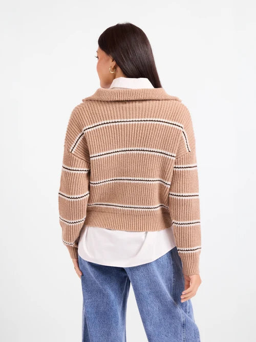 warm tan quarter zip pullover sweater at the rustic barn in killingworth ct