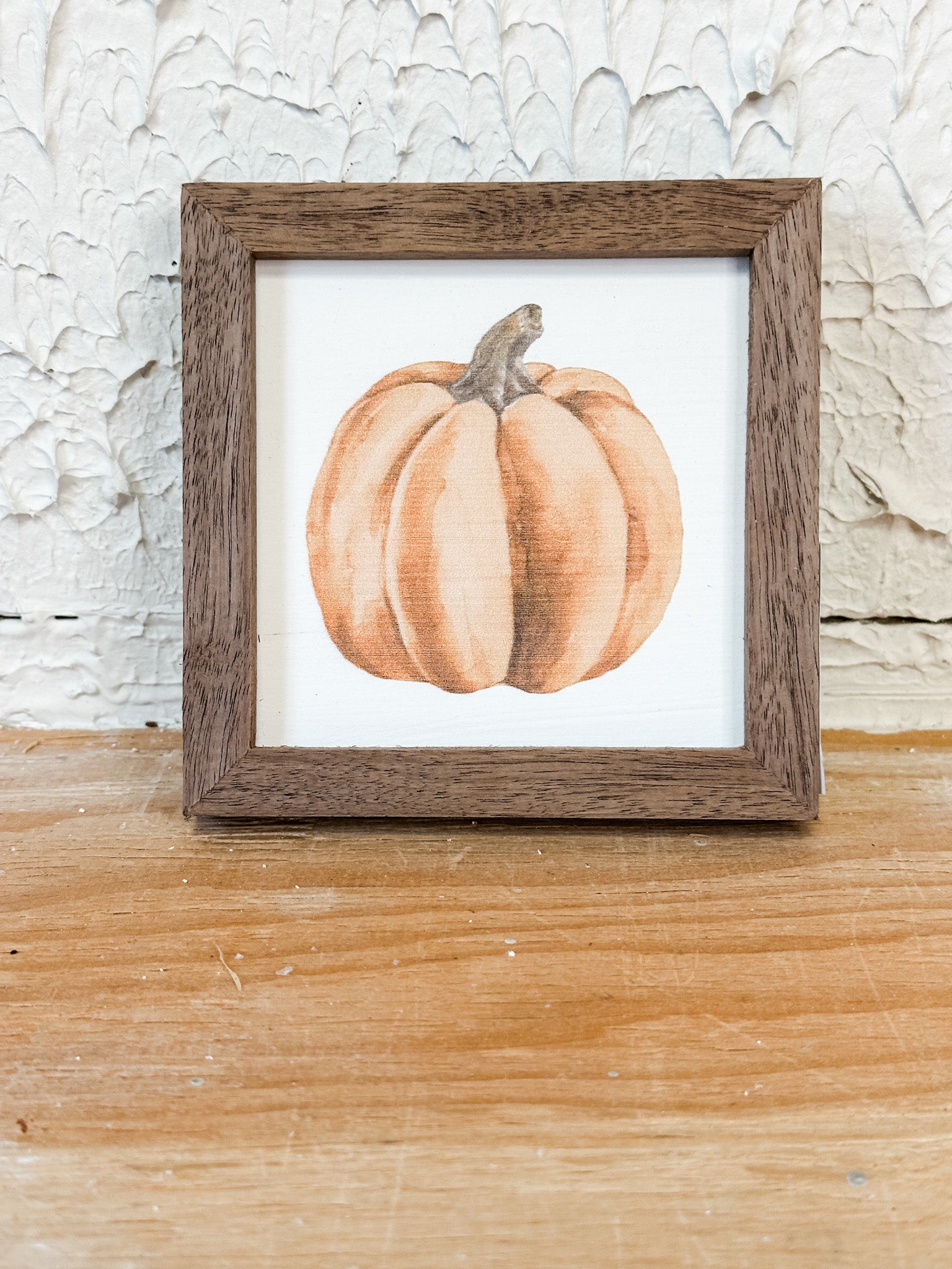 small fall watercolor framed fall pumpkin print at the rustic barn in killingworth ct
