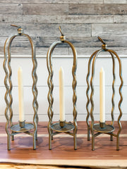 wavy cage taper holder with gold finish at The Rustic Barn in Killingworth, CT