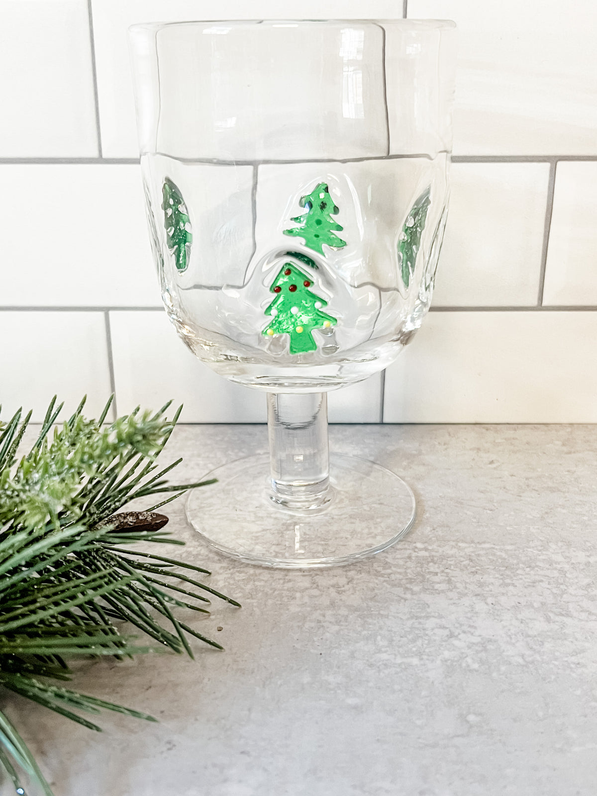 whimsical holiday icon stemmed wine glasses at the rustic barn in killingworth ct