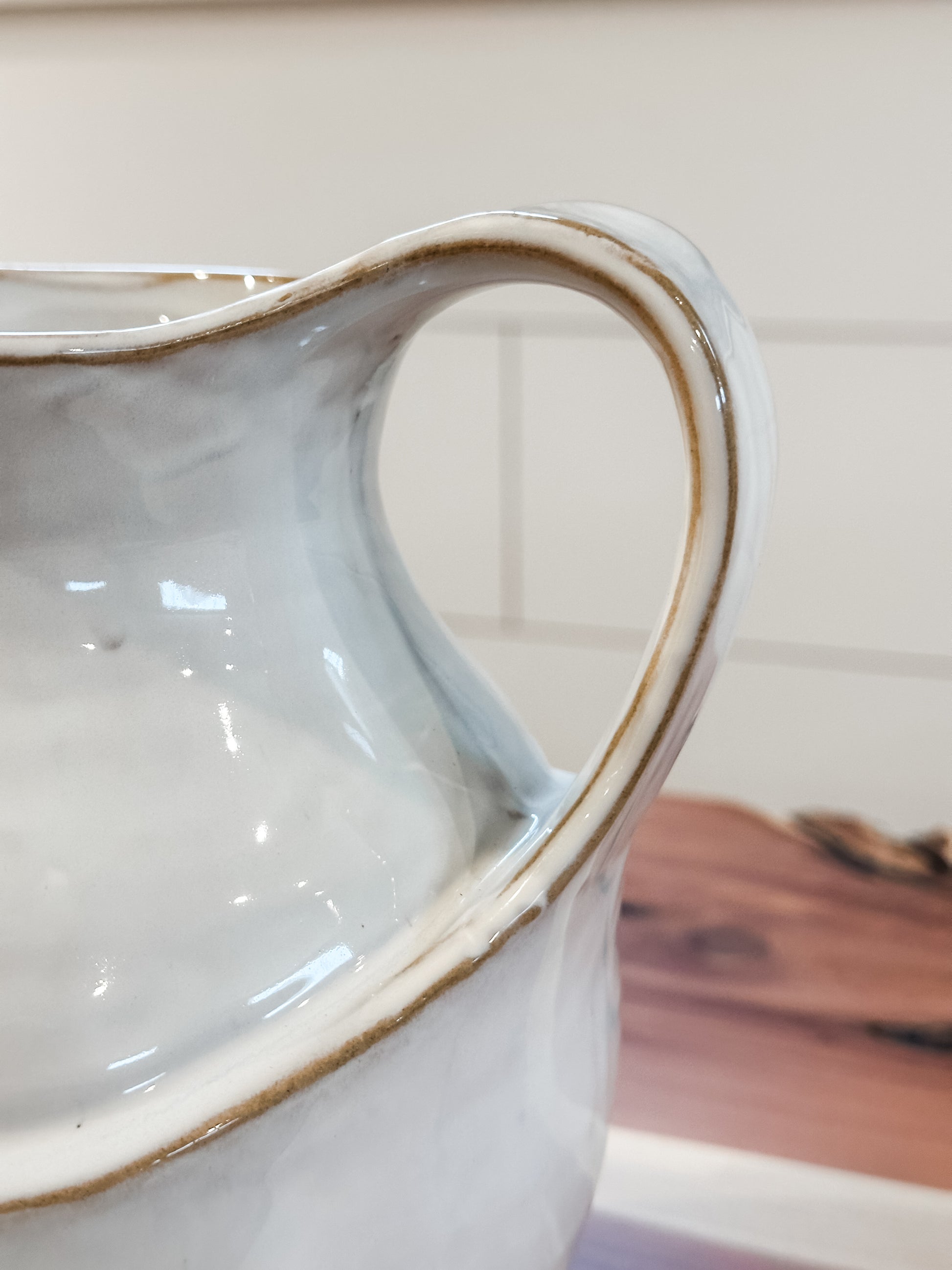 white ceramic decorative pitcher at The Rustic Barn in Killingworth, CT