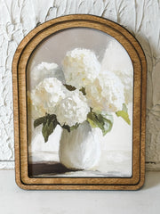 Copy White Hydrangea Vase Framed Canvas Art at the Rustic Barn in Killingworth, CT
