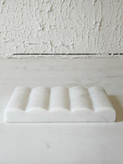 Artisanal White Marble Soap Dish at the Rustic Barn in Killingworth, CT