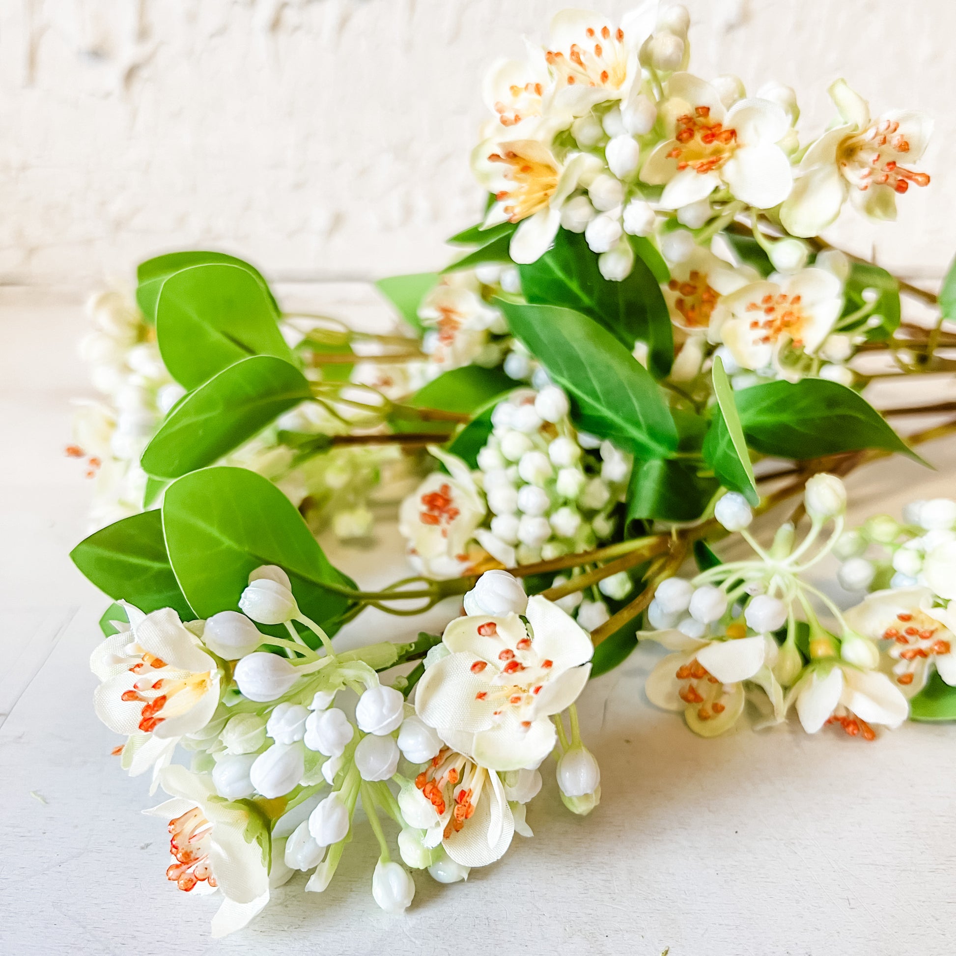 faux wild blossom bundle in cream color at the rustic barn in killingworth ct
