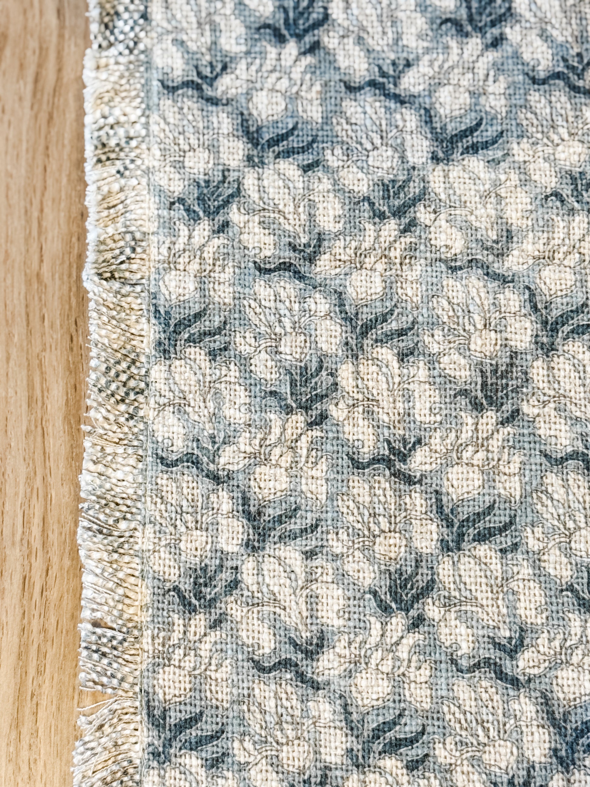 windward blue block print table runner at The Rustic Barn in Killingworth, CT