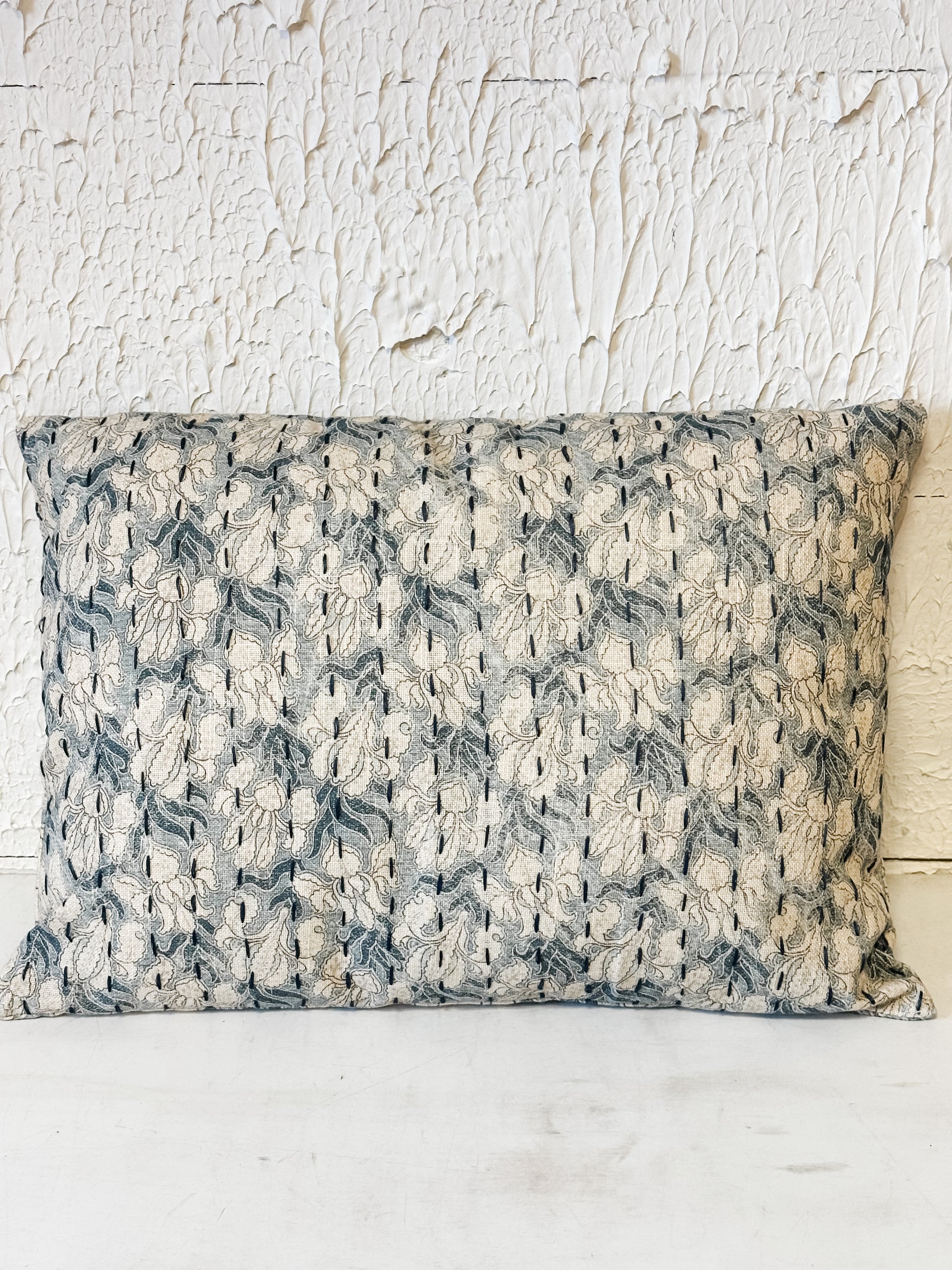 windward blue floral lumbar pillow at The Rustic Barn in Killingworth, CT