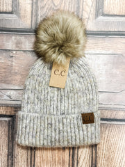 classic winter beanie hat with faux fur pom at The Rustic Barn in Killingworth CT