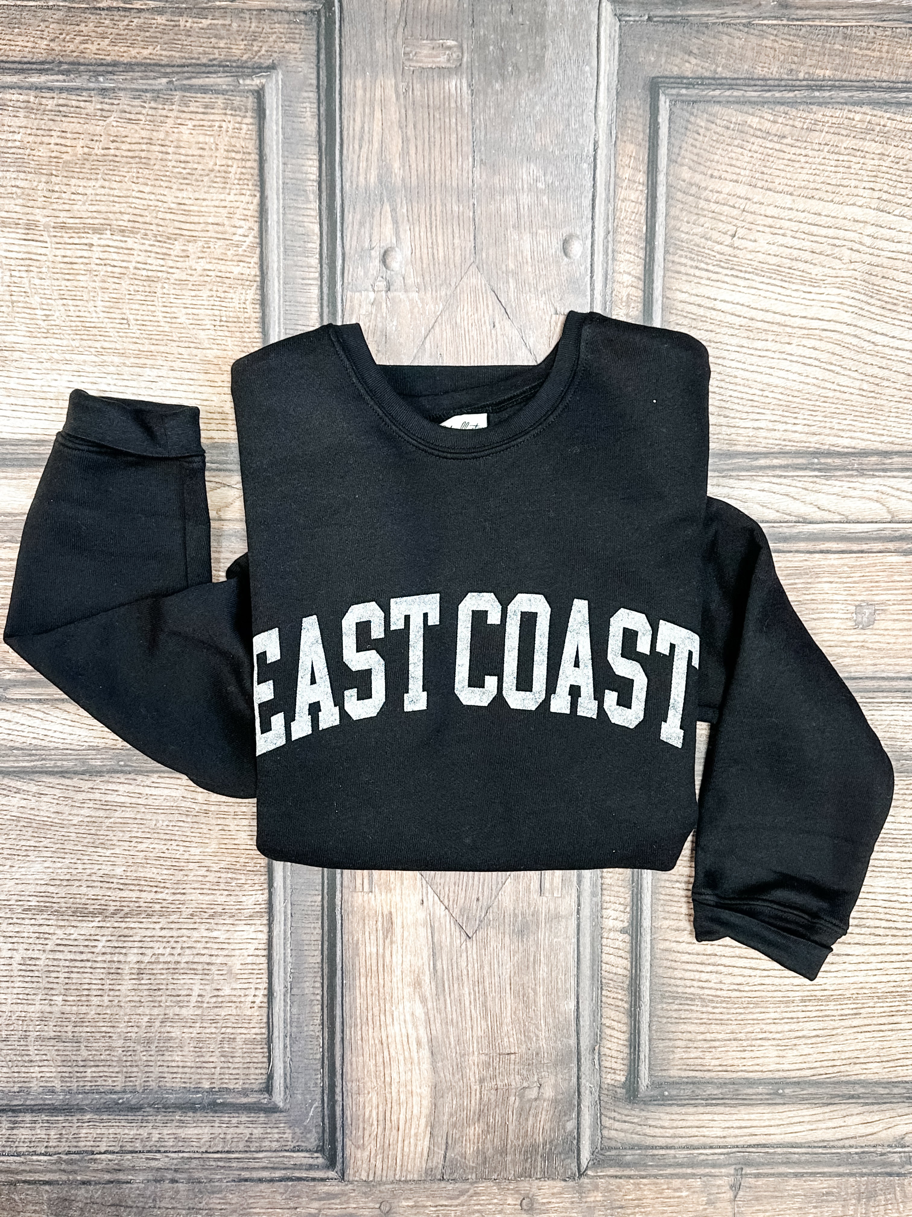women's fleece crewneck sweatshirt with east coast graphic at the Rustic Barn in Killingworth CT