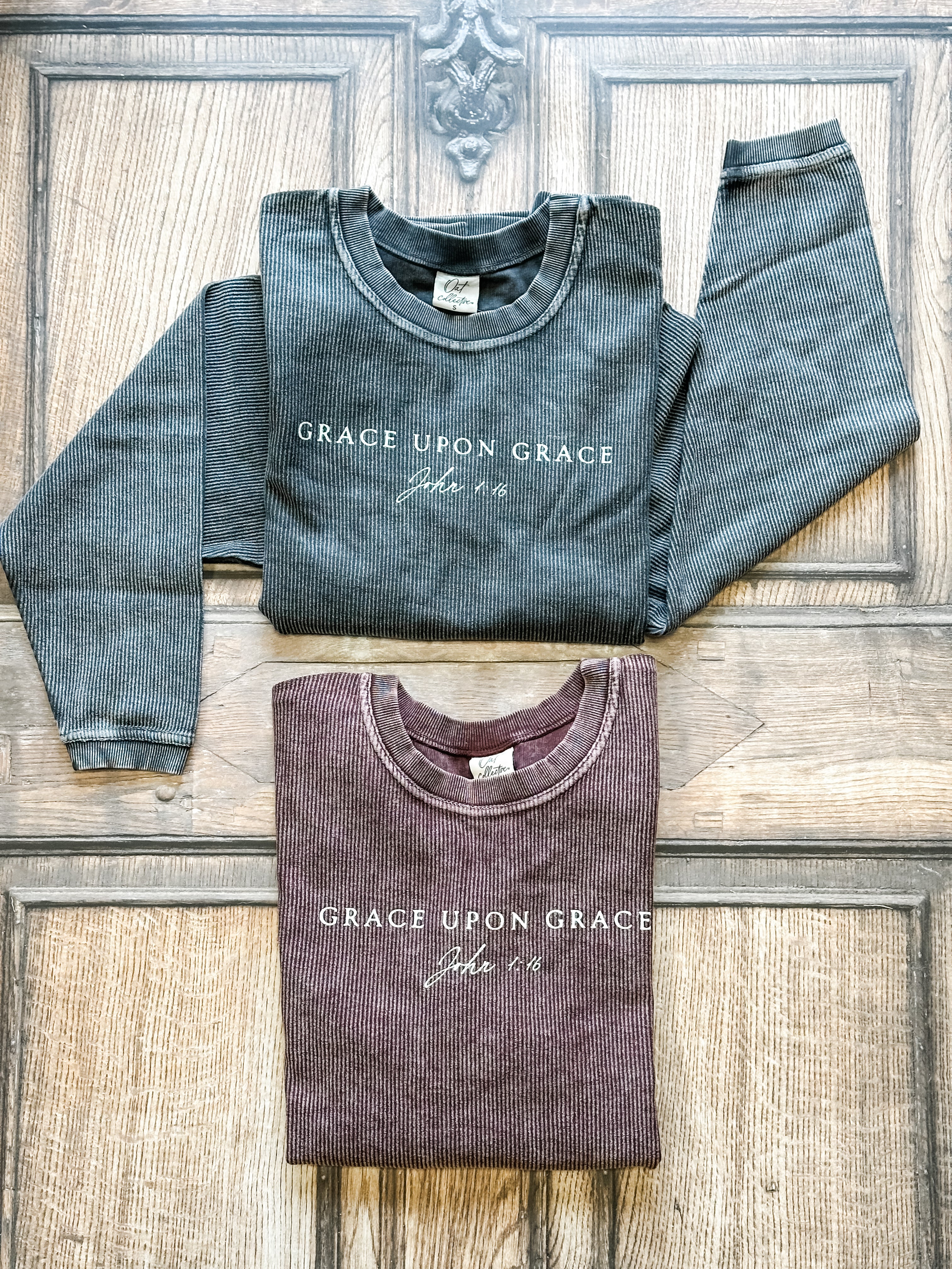 women's long sleeve cotton thermal pullover with bible verse at The Rustic Barn in Killingworth CT