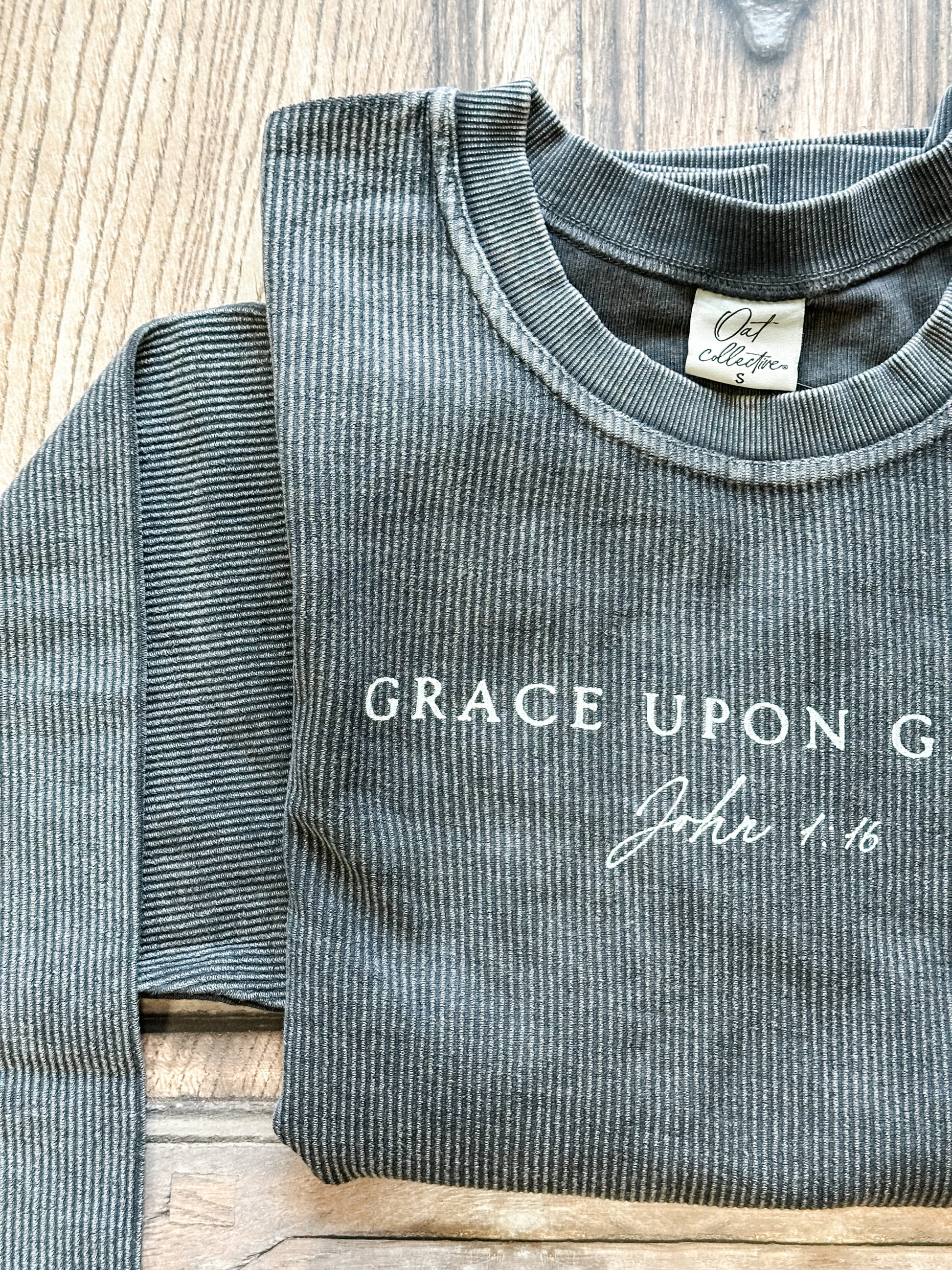 women's long sleeve cotton thermal pullover with bible verse at The Rustic Barn in Killingworth CT