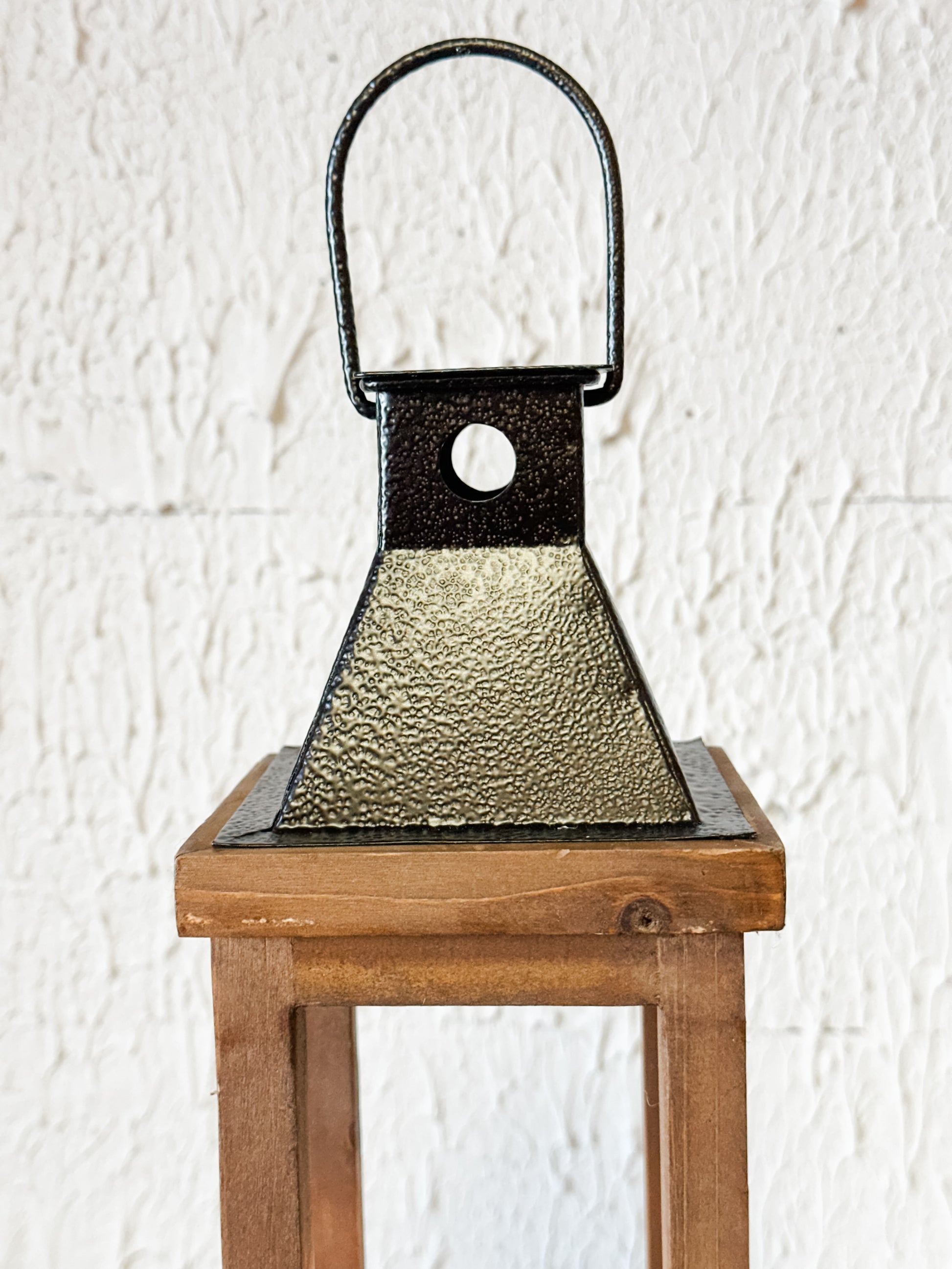 Artisan Wood & Iron Taper Candle Lantern at the Rustic Barn in Killingworth, CT