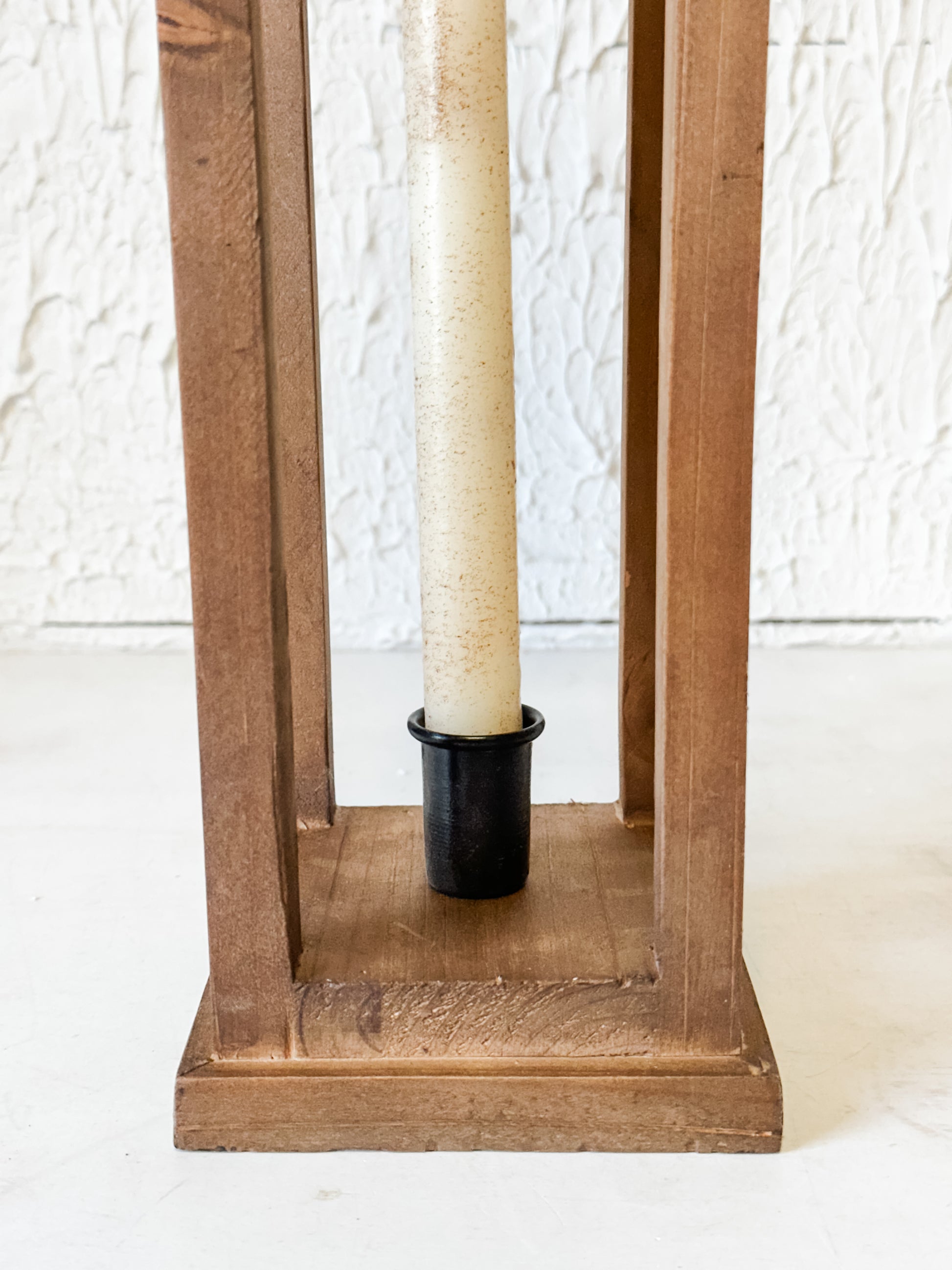 Artisan Wood & Iron Taper Candle Lantern at the Rustic Barn in Killingworth, CT