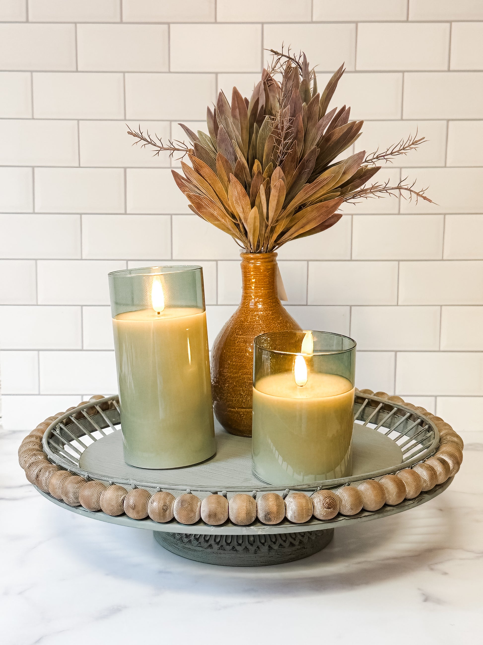 wood and metal ball cake stand at the Rustic Barn in Killingworth CT