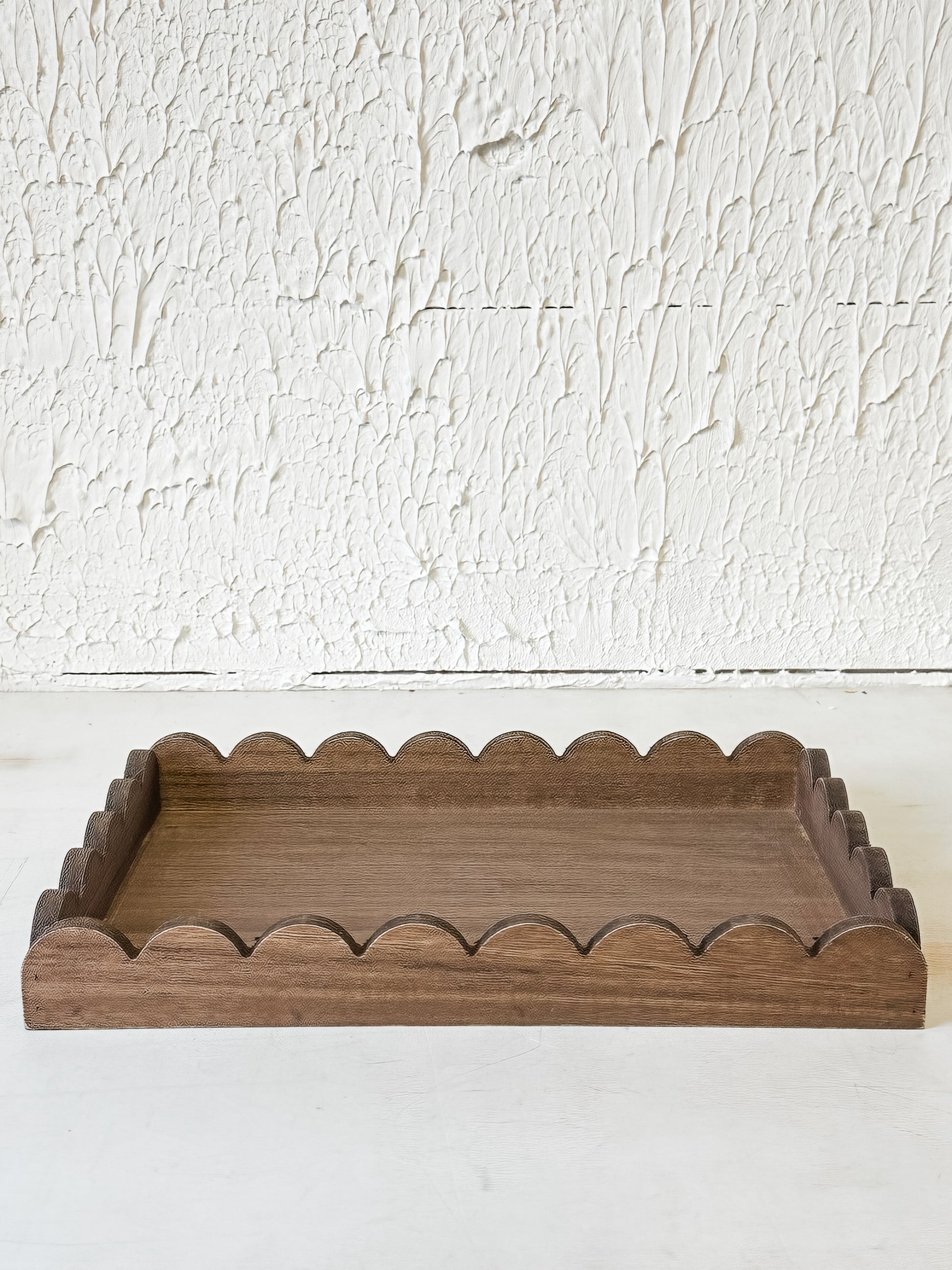 wooded scalloped trays in 3 colors at the rustic barn in killingworth ct