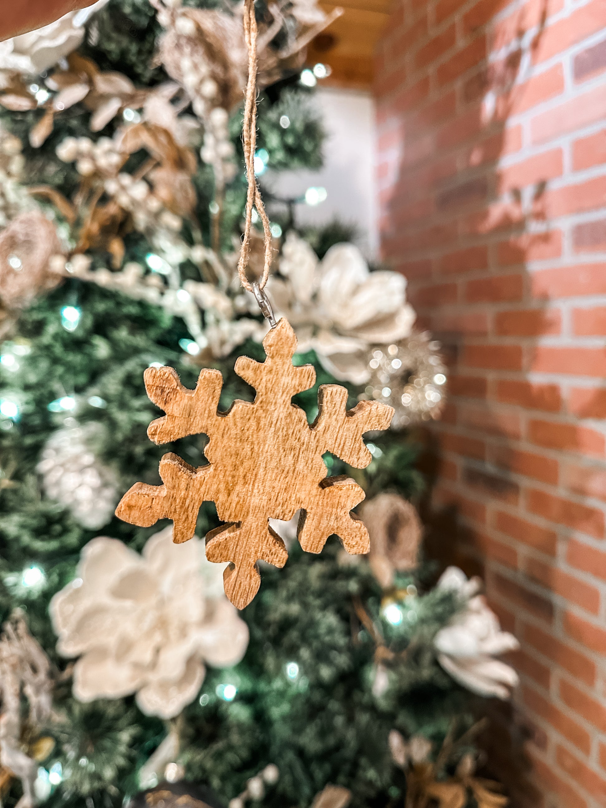 mango wood snowflake ornament at The Rustic Barn in Killingworth CT