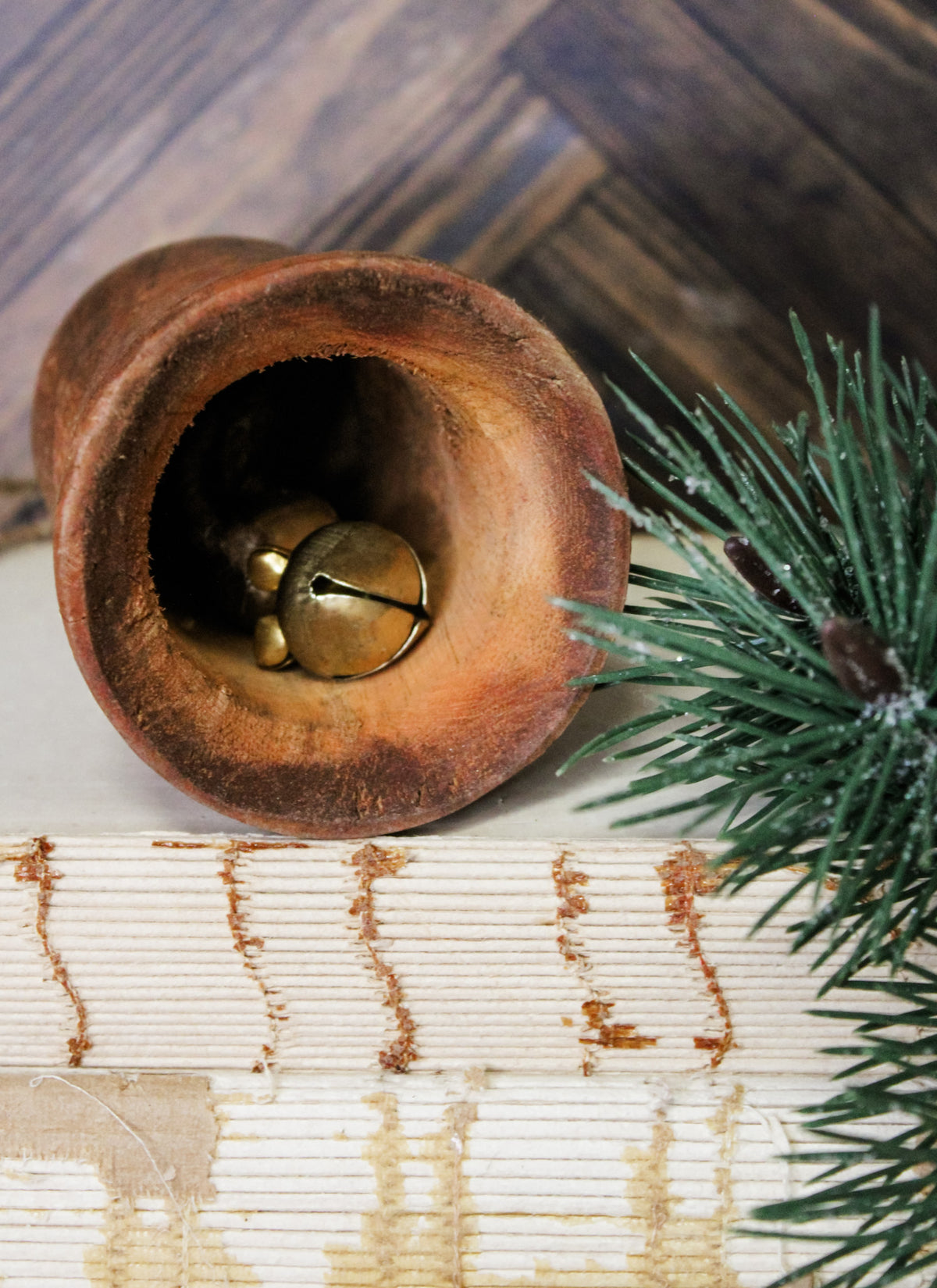 wooden bell handcrafted ornament for christmas for sale at the rustic barn in killingworth, CT