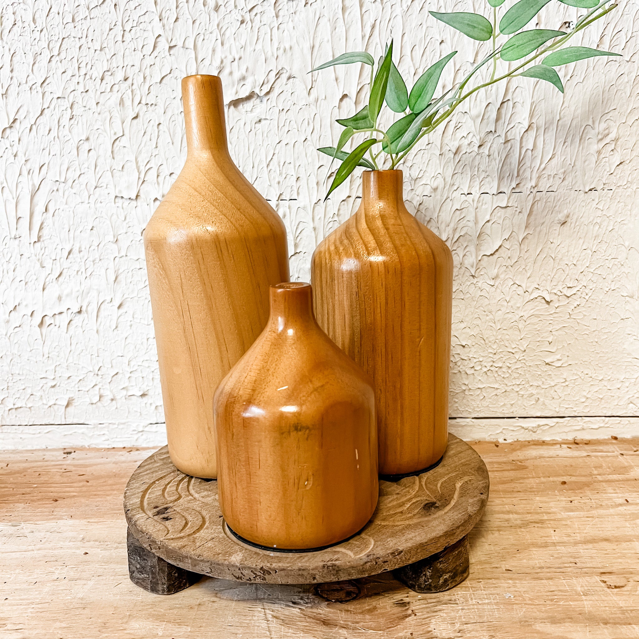 Wood Bottle Vases