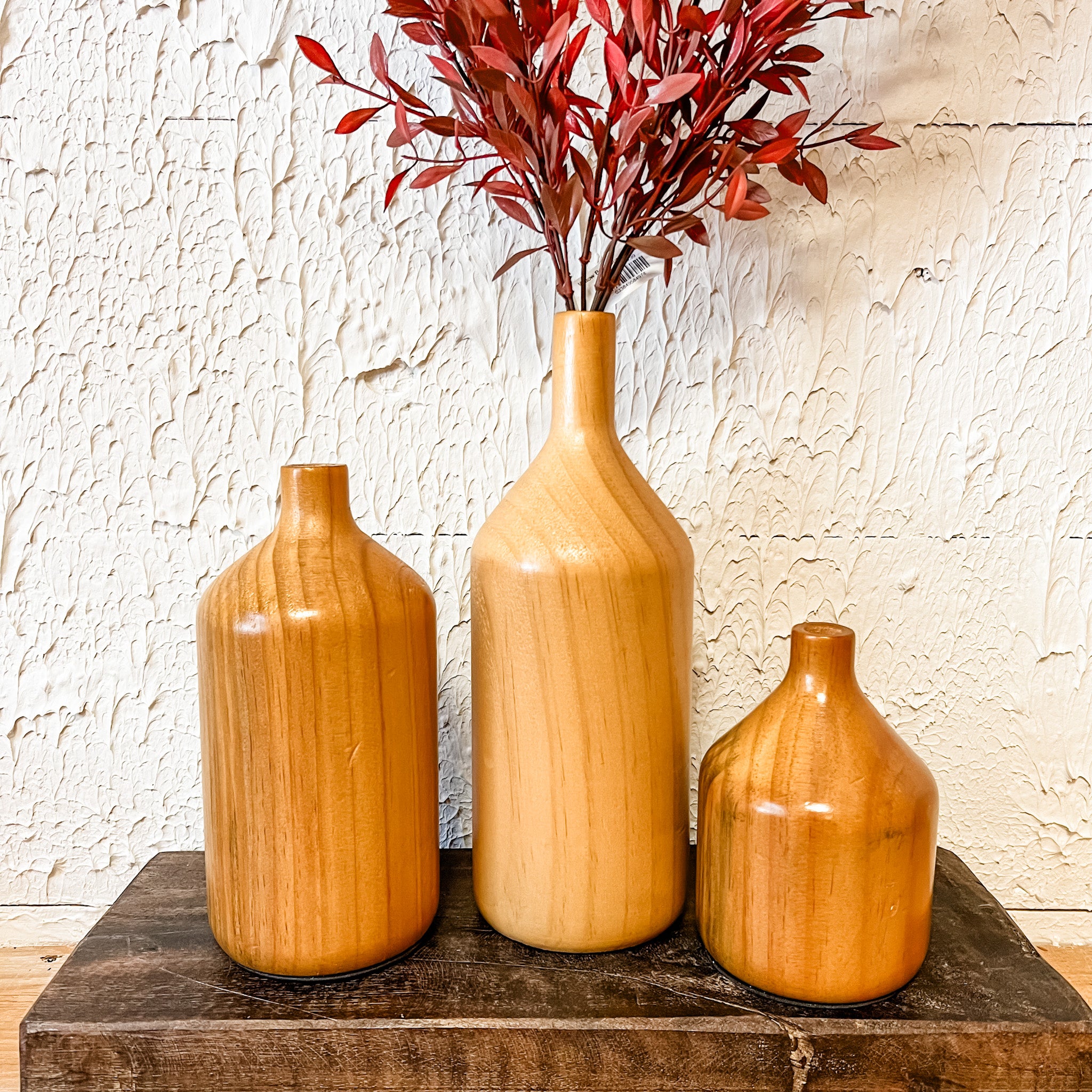 Wood Bottle Vases