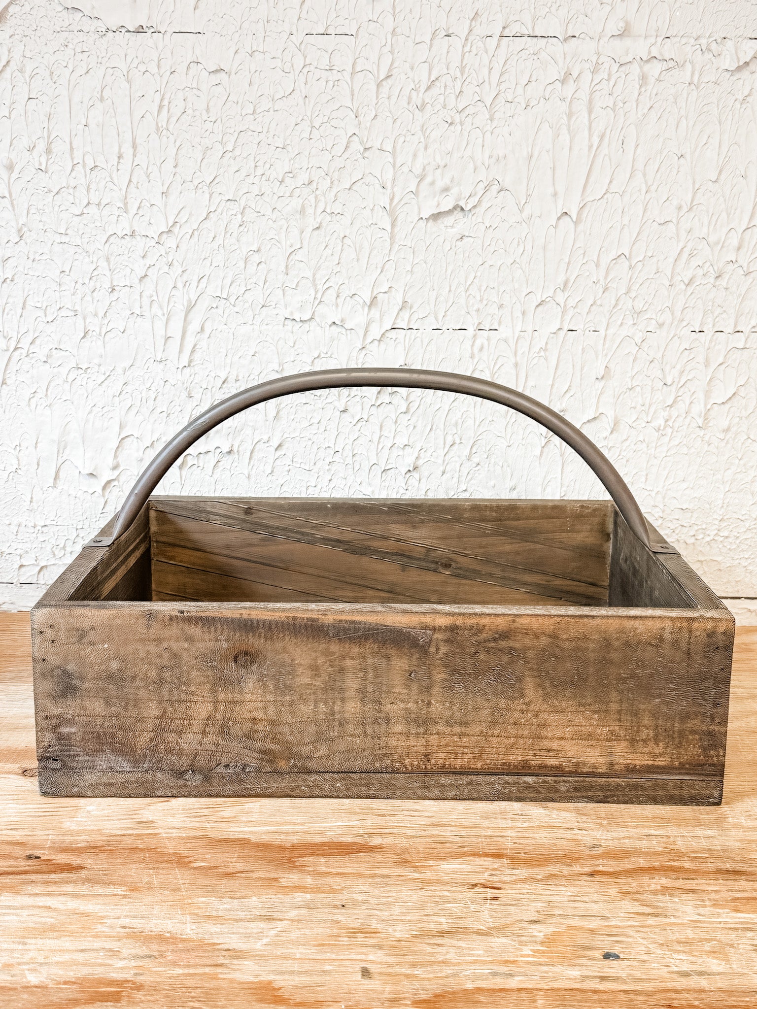wooden box tray with metal handle at the rustic barn in killingworth ct