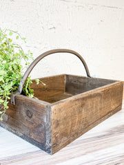 wooden box tray with metal handle at the rustic barn in killingworth ct