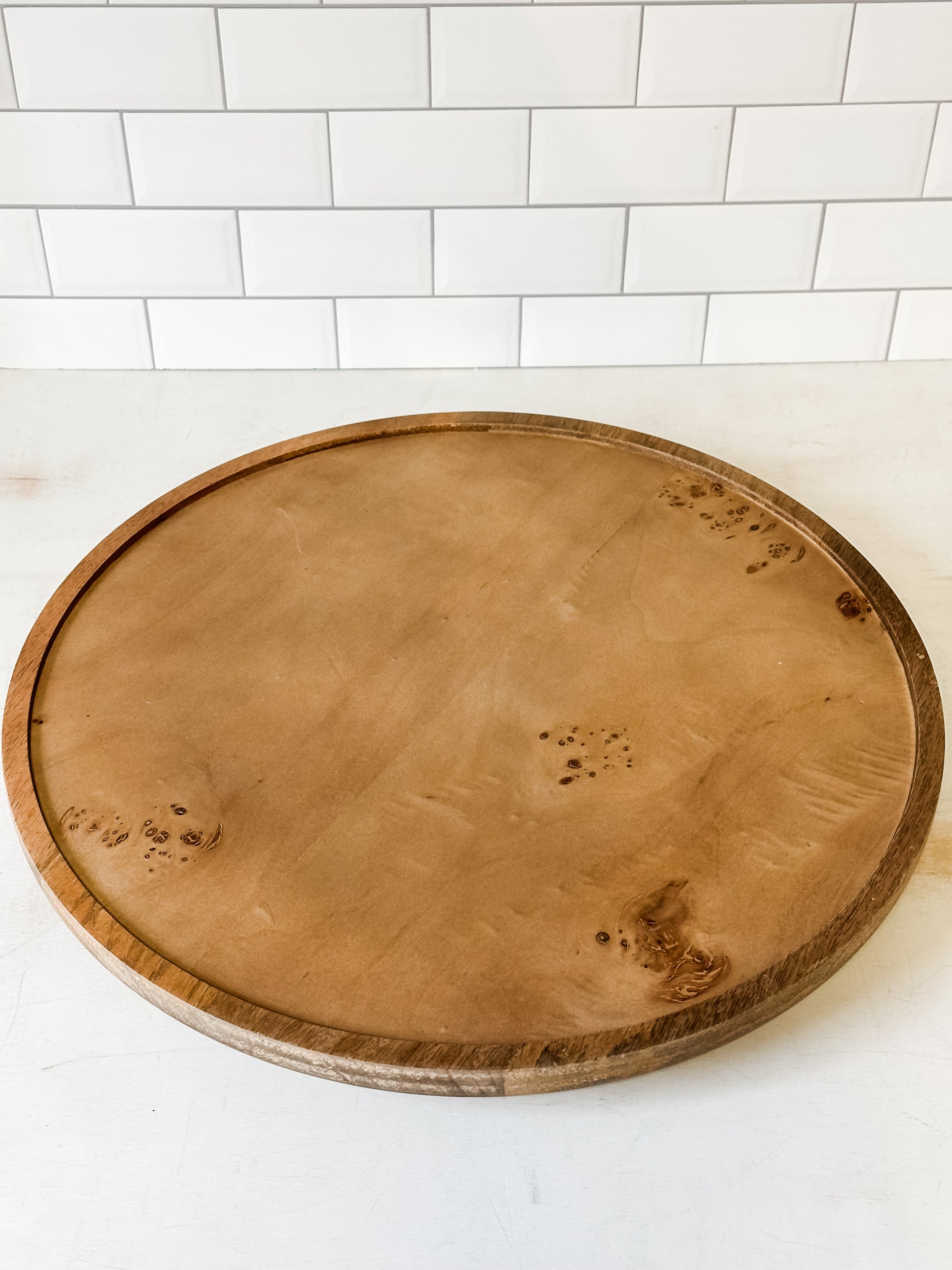 wooden lazy susan at The Rustic Barn in Killingworth, CT