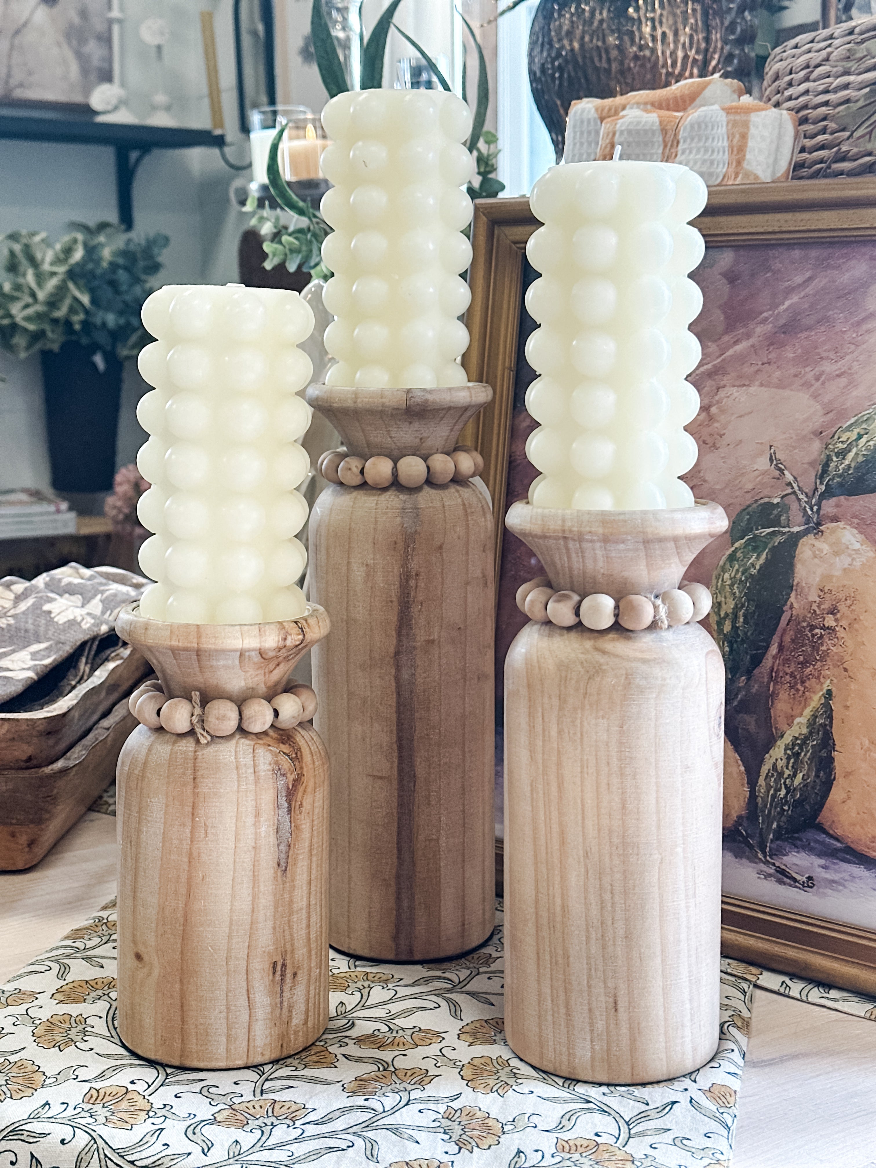 Beaded Pillar Candle Holder – The Rustic Barn