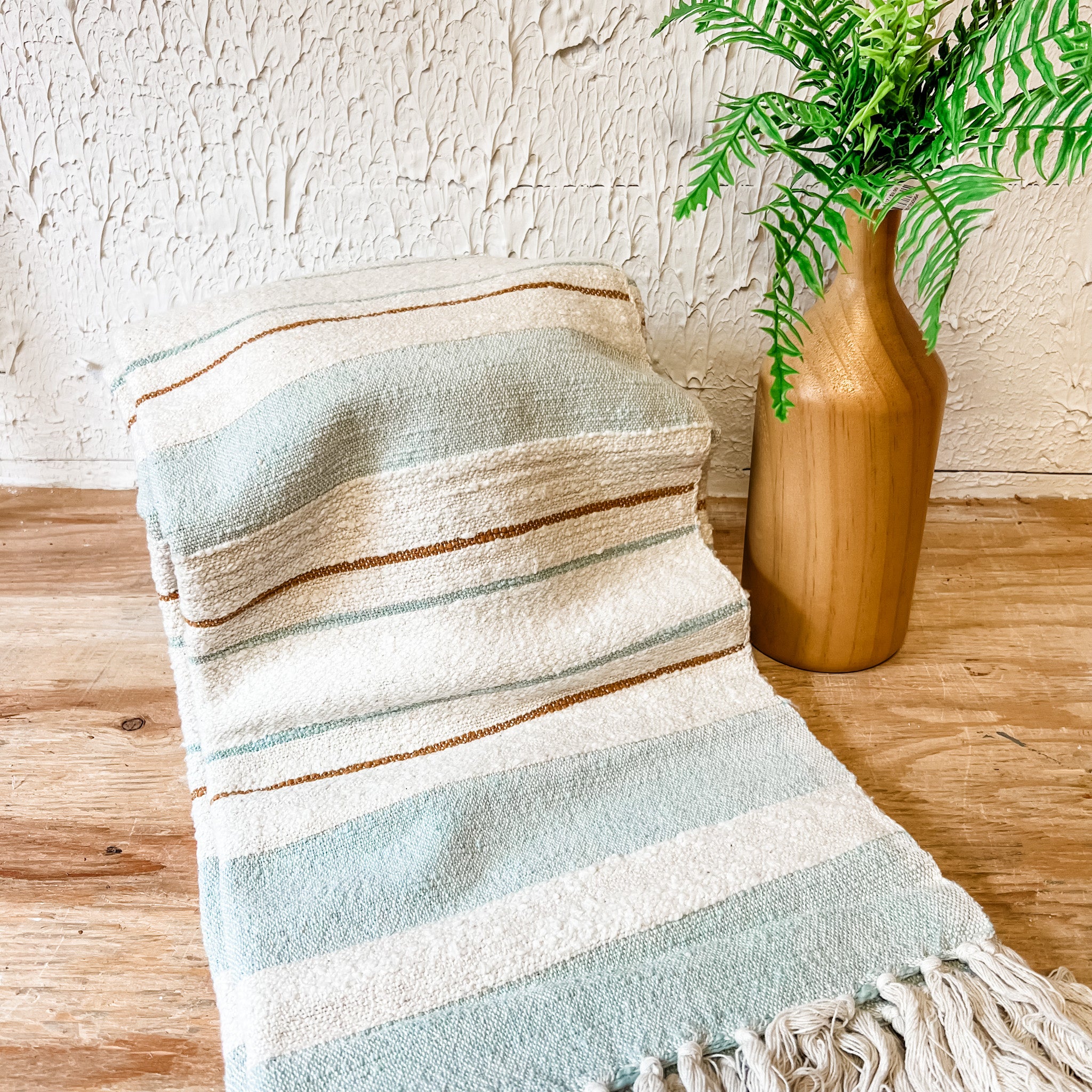 Woven Cotton Throw With Stripes