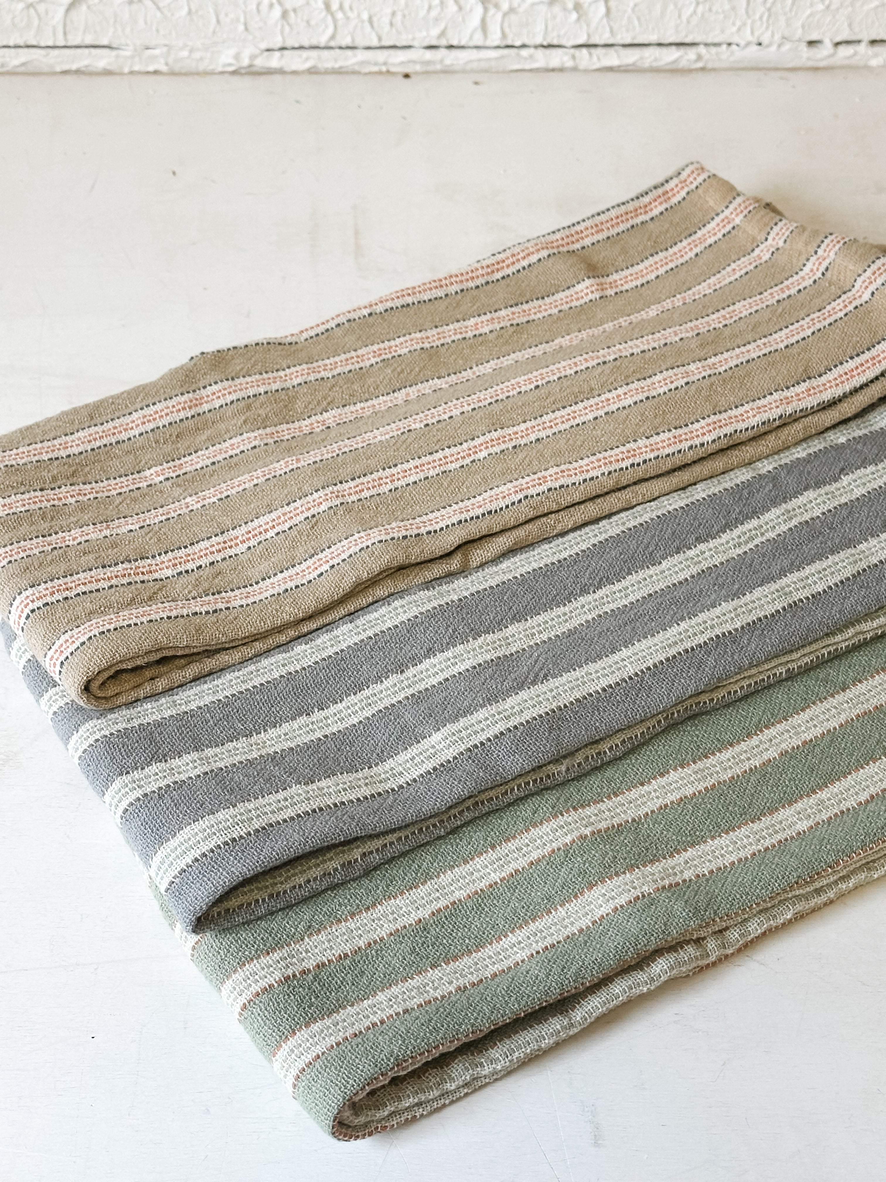 Woven Cotton Double Cloth Striped Tea Towel at the Rustic Barn in Killingworth, CT