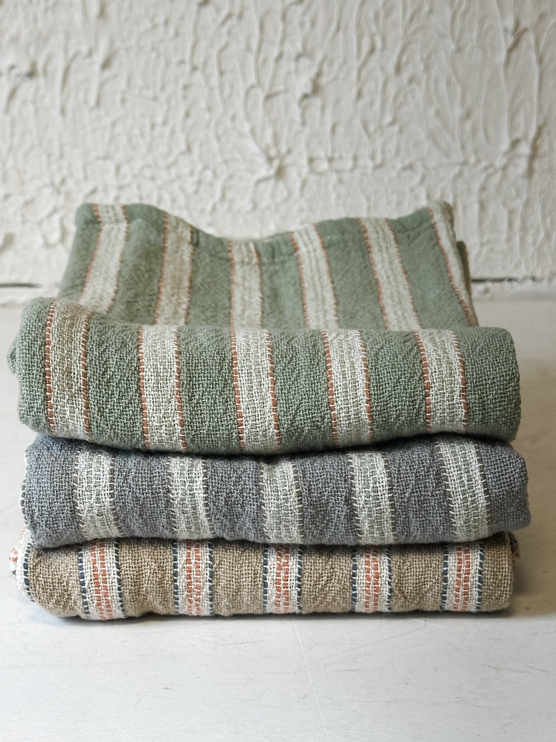 Woven Cotton Double Cloth Striped Tea Towel at the Rustic Barn in Killingworth, CT