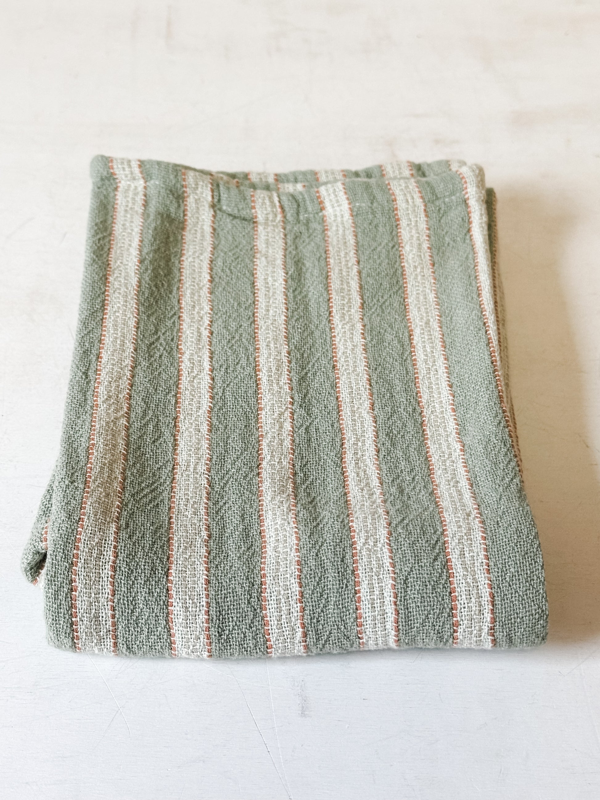Woven Cotton Double Cloth Striped Tea Towel at the Rustic Barn in Killingworth, CT