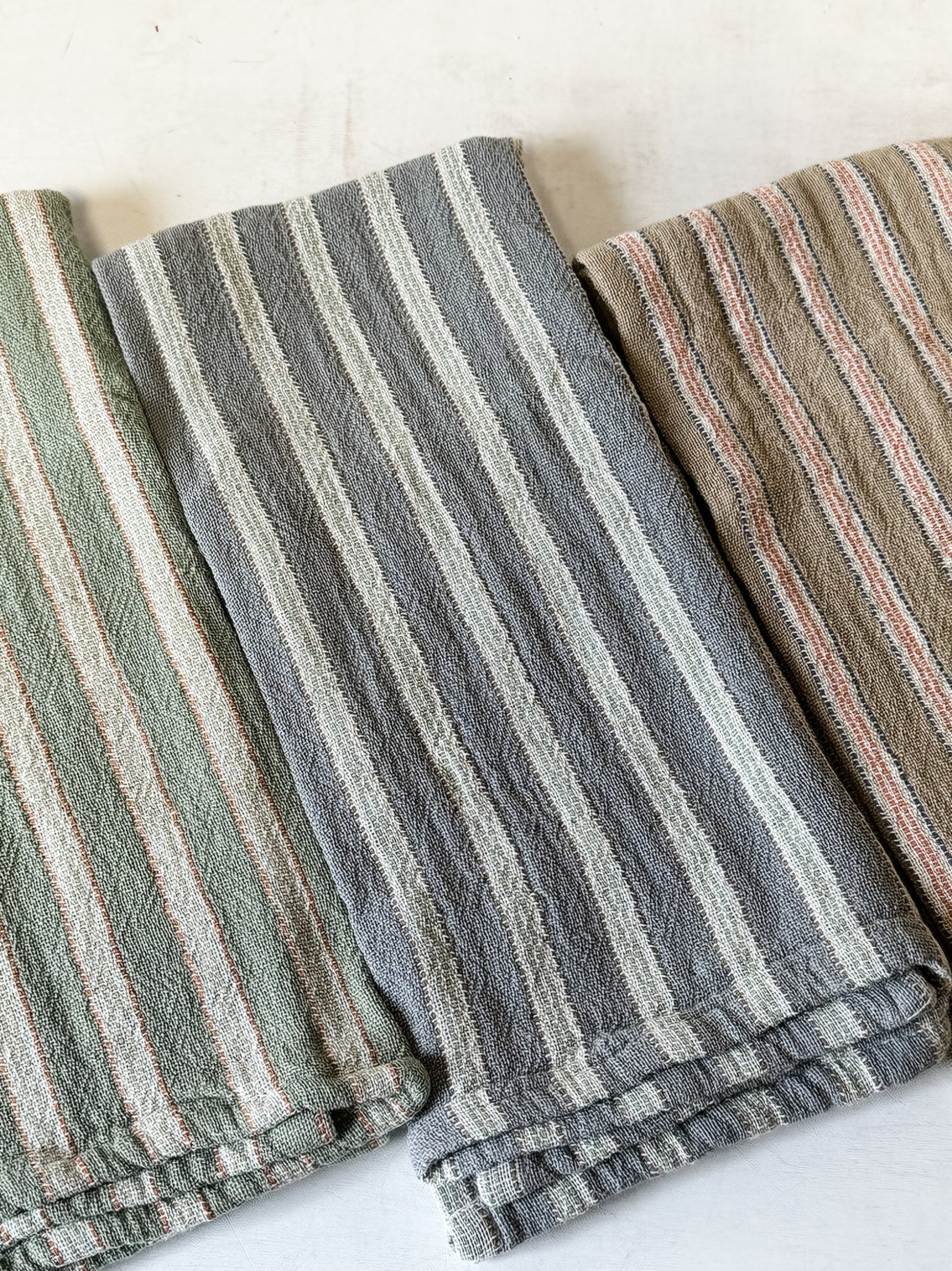 Woven Cotton Double Cloth Striped Tea Towel at the Rustic Barn in Killingworth, CT