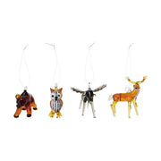 Approximately 2"H Handmade Glass Forest Animal Ornament, 4 Styles