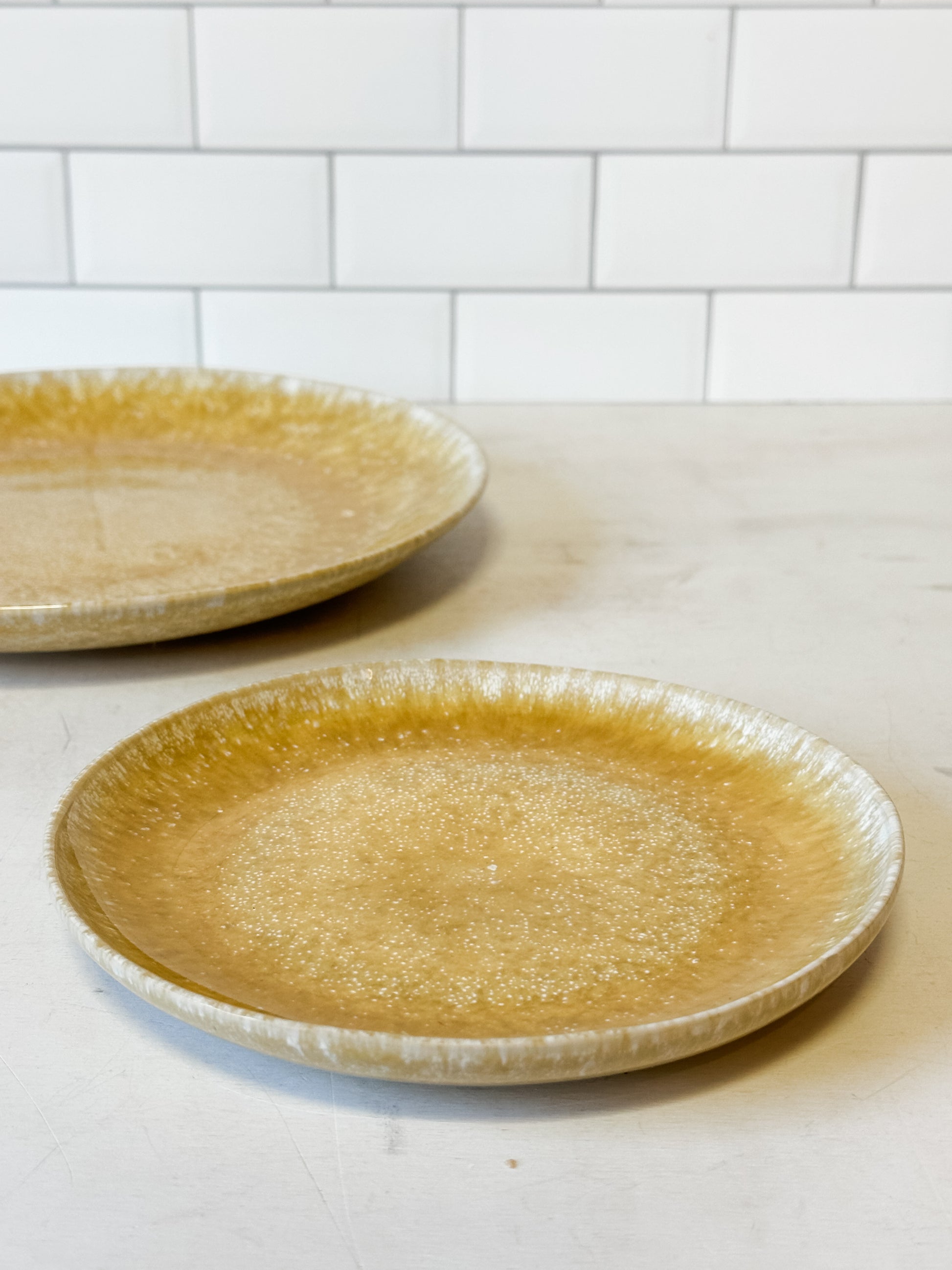 yellow stoneware dessert plate at the rustic barn in killingworth ct