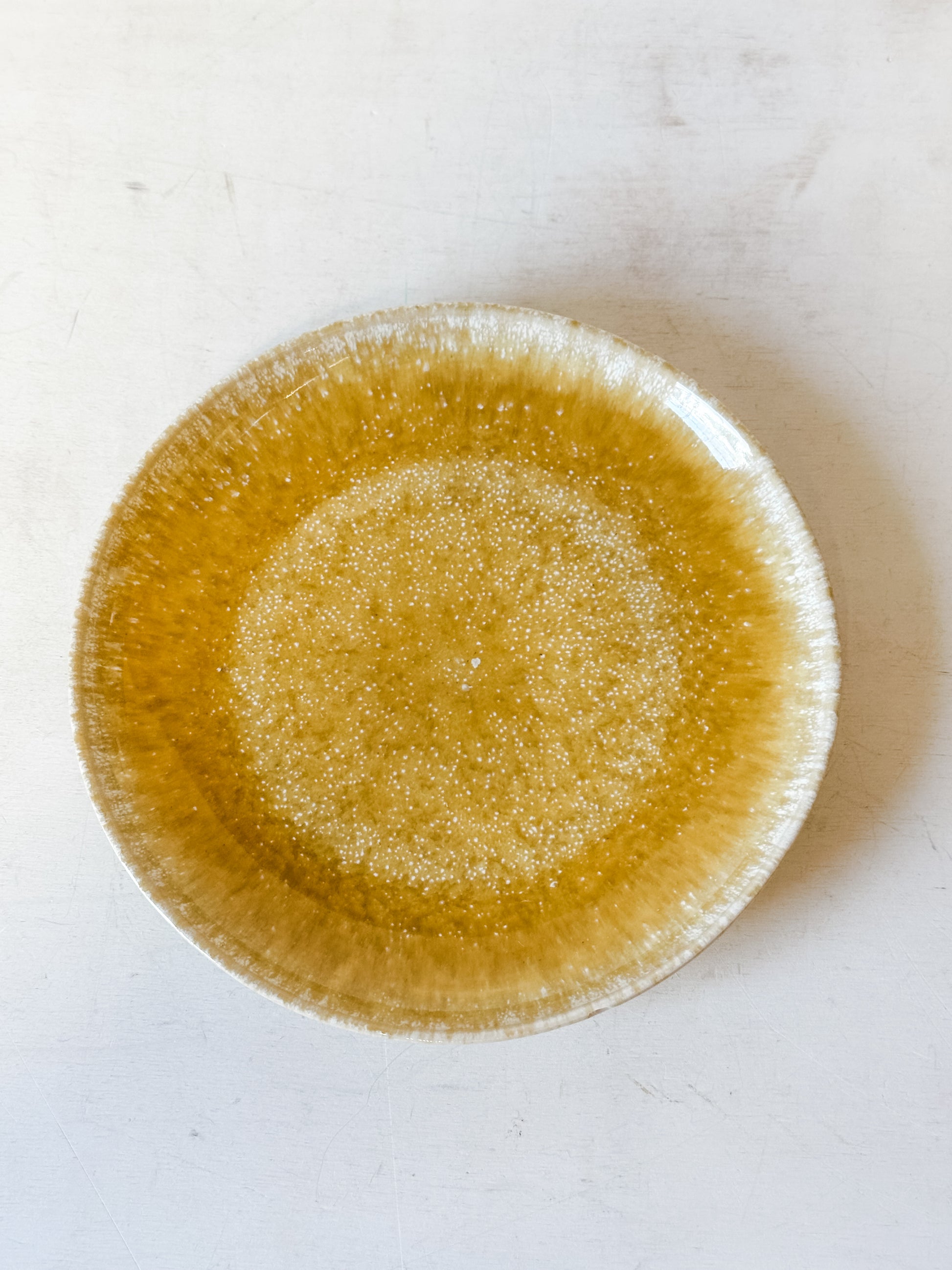 10.5 inch yellow stoneare dinner plate at the rustic barn in killingworth ct