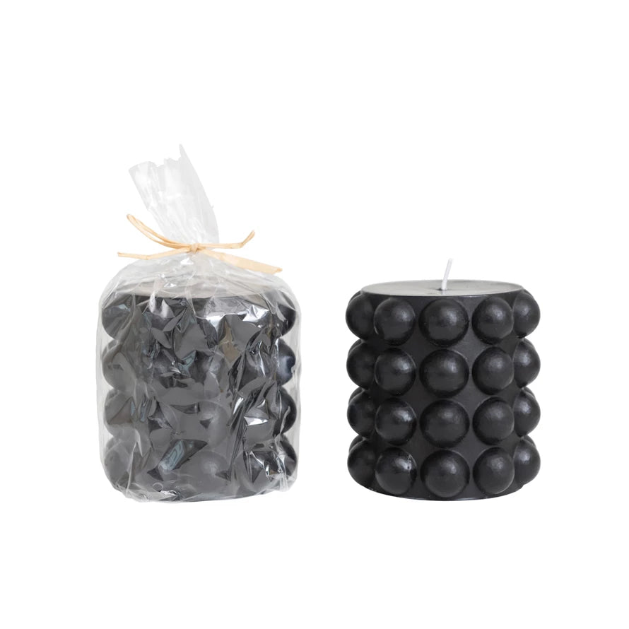 Unscented Hobnail Black 4" Pillar Candle