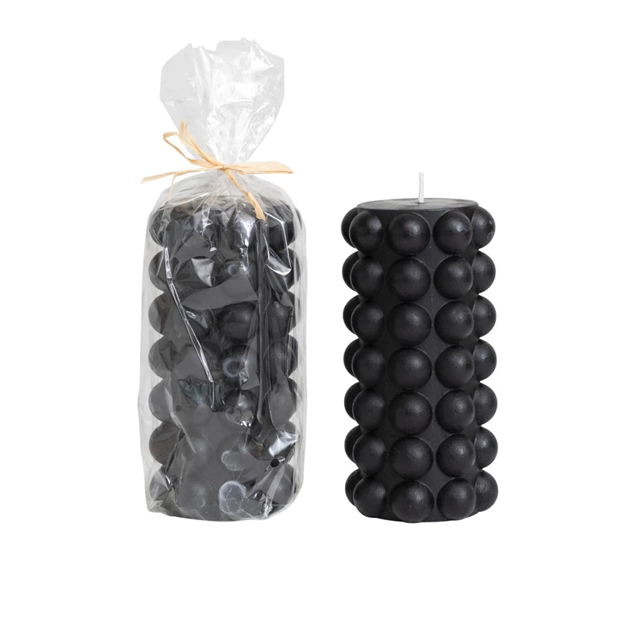 Unscented Hobnail 6" Black Pillar Candle