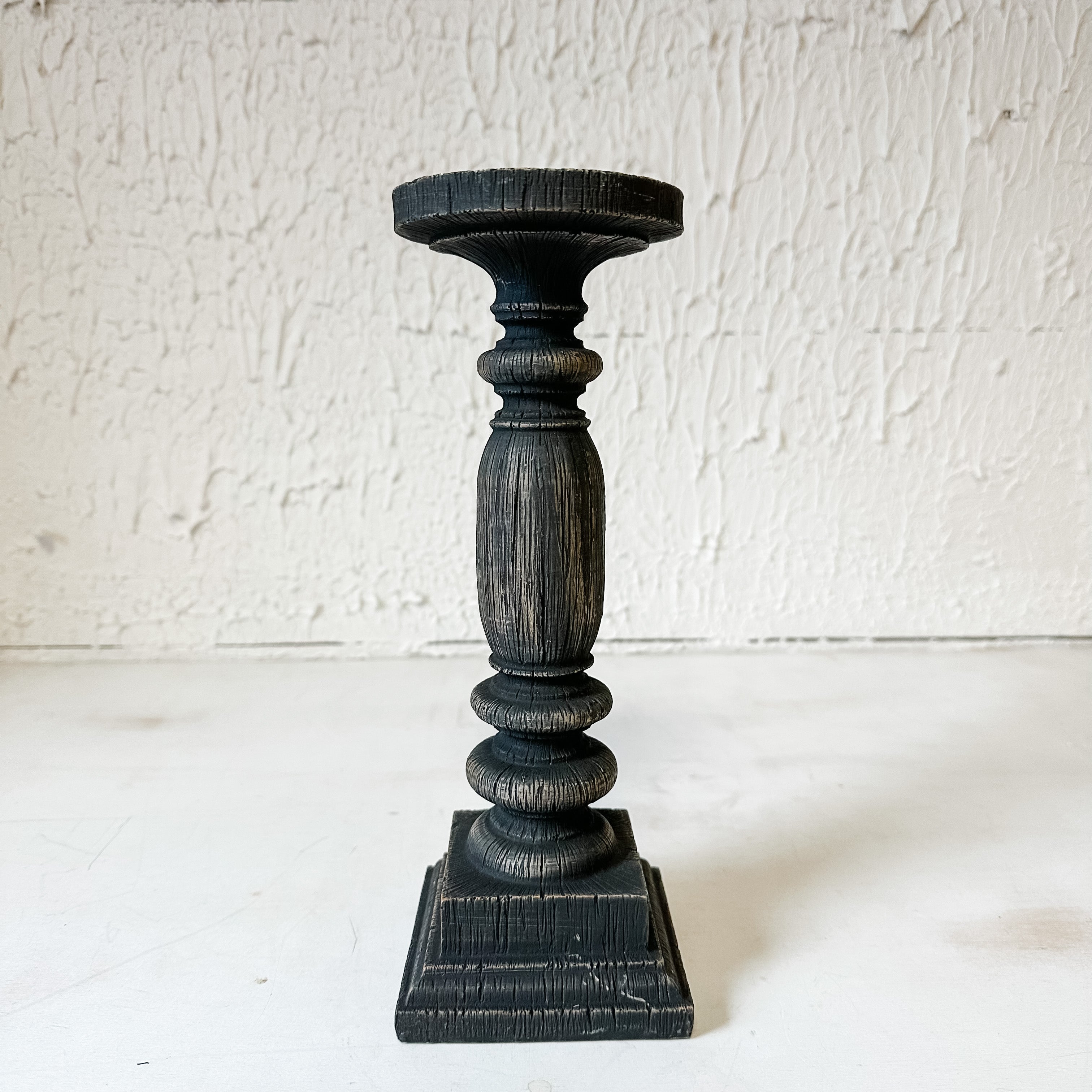 candle holder black embossed wood the rustic barn ct
