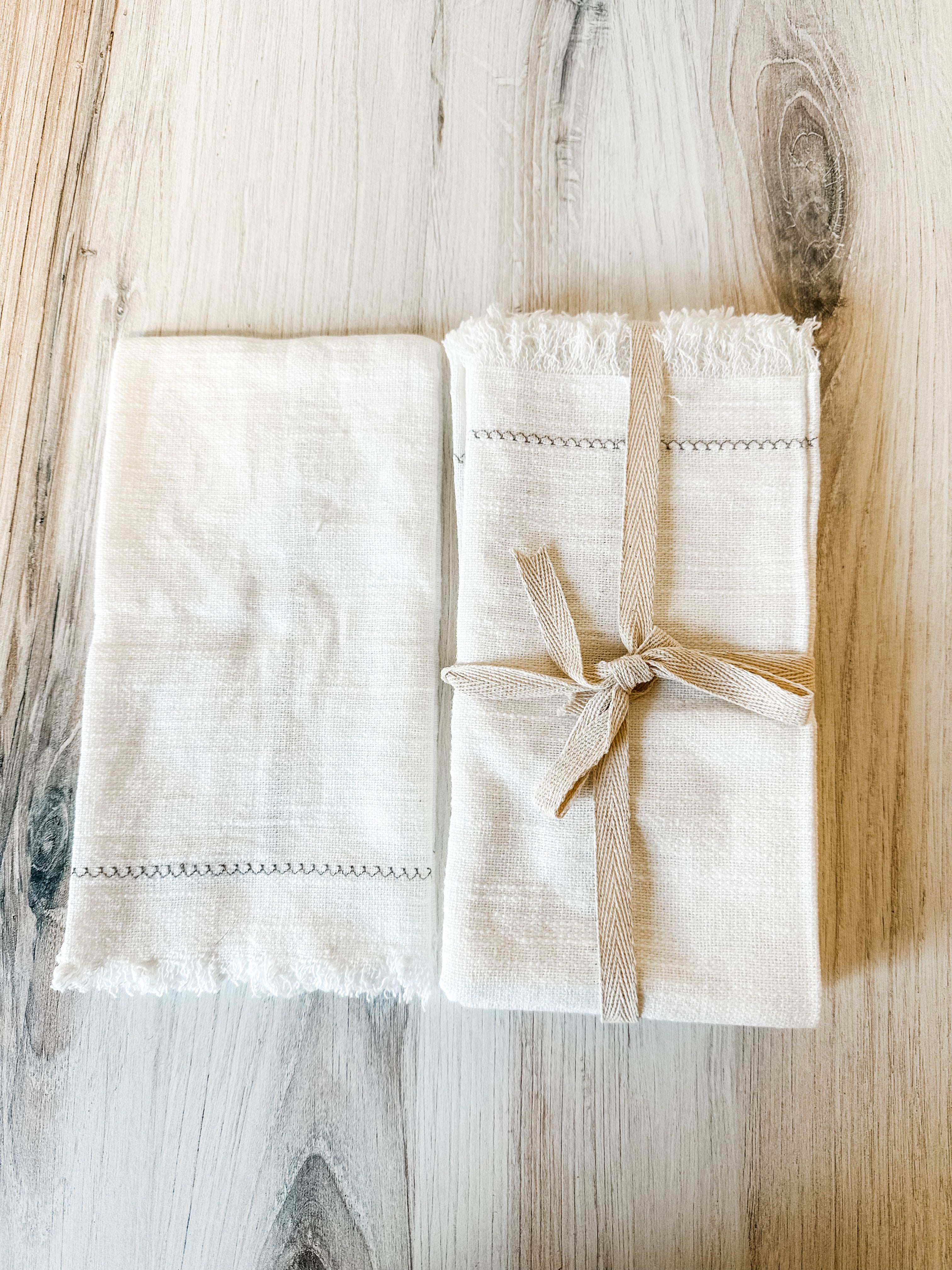 Cotton Square Embroidered Napkins, Set of 4
