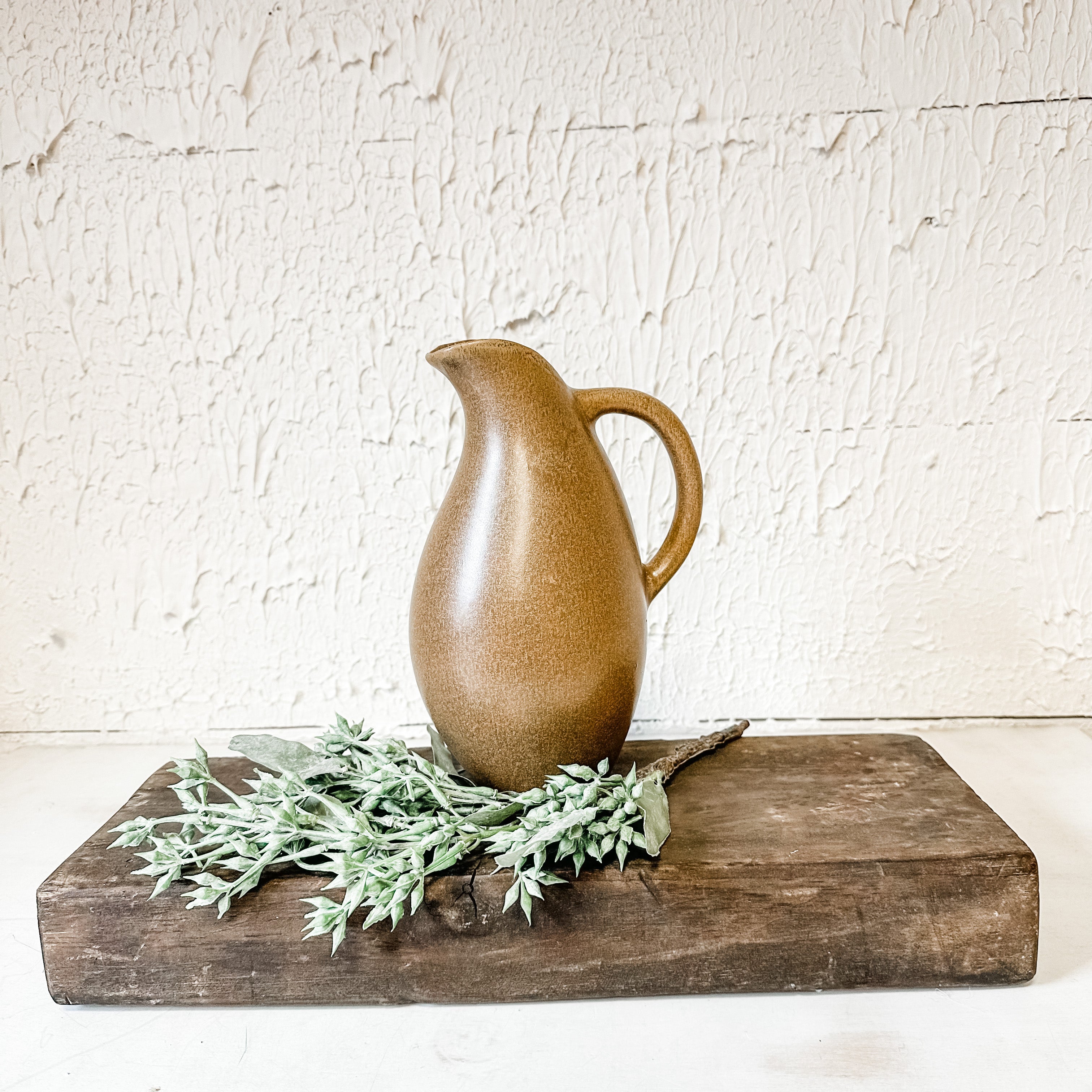 reactive glaze stoneware pitcher tan the rustic barn ct