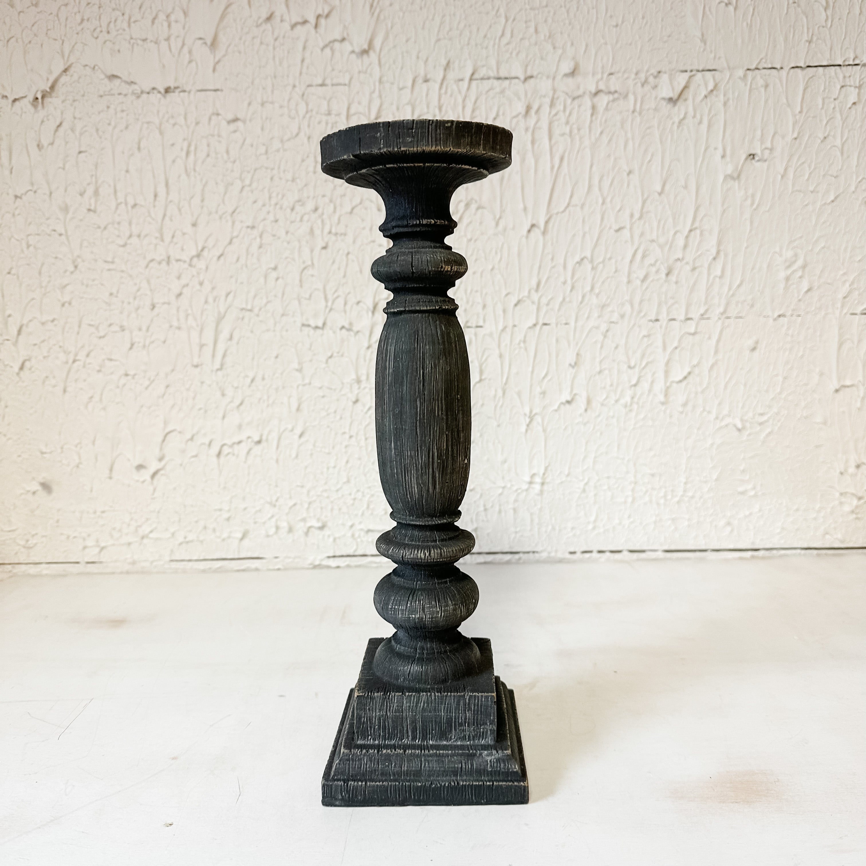 wood candle holder embossed black the rustic barn ct