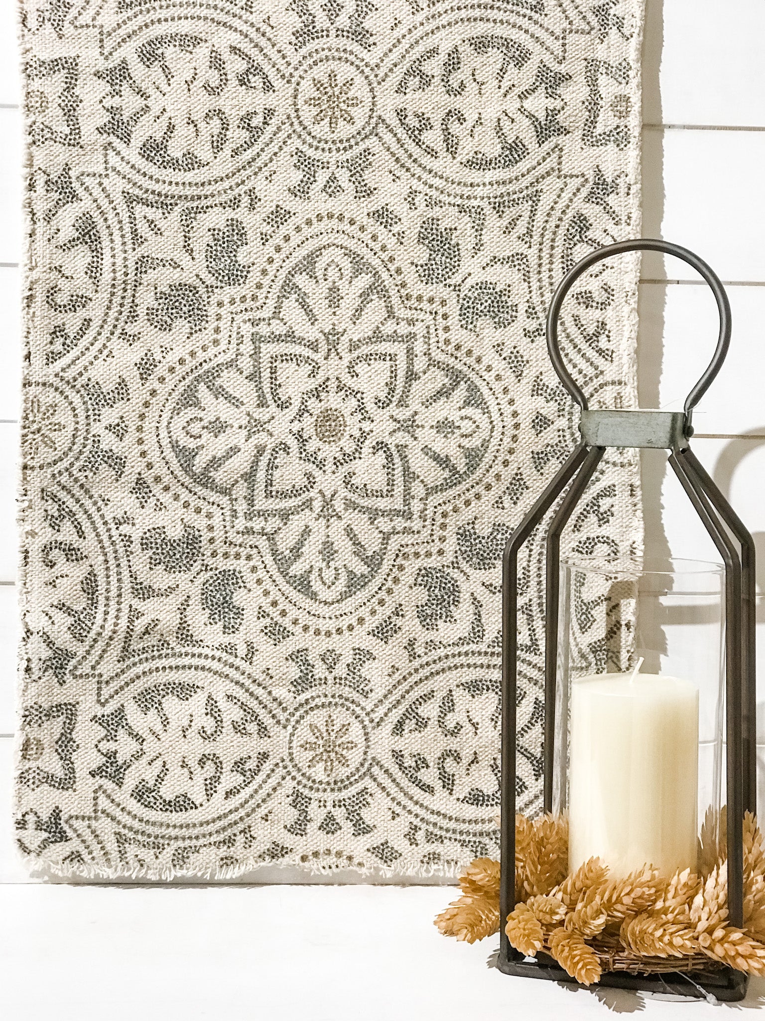 Cotton Printed Table Runner With Fringe